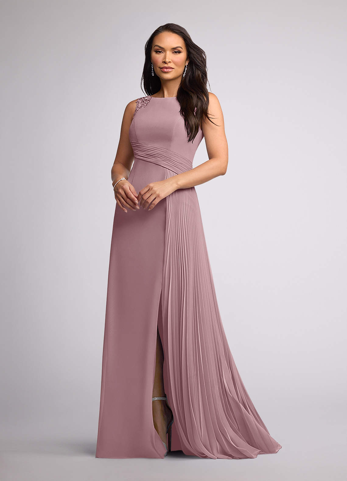 Azazie Galvan vestidos de madre de la novia Vestido de Rosa Polvorienta de Gasa de Corte En A con Lentejuela image1