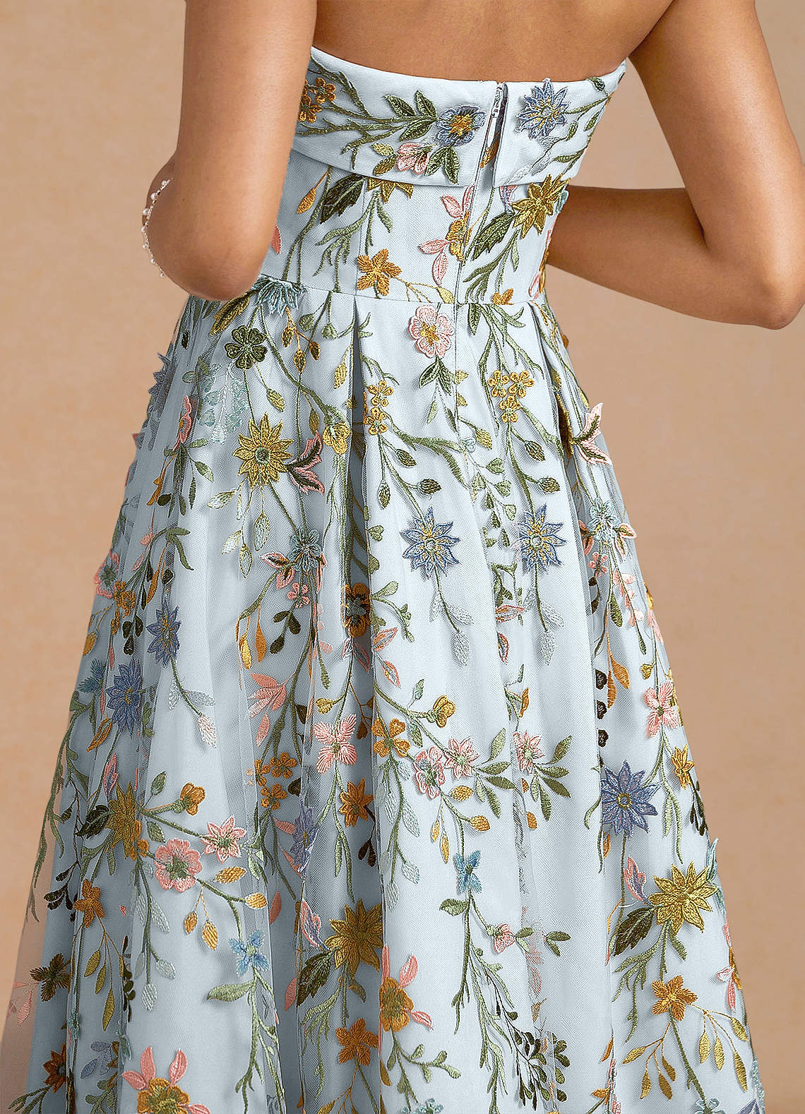 chinese dress ladies Bow-Detail A-Line Mini Dress in Powder Blue Stripe - 2 main image 1