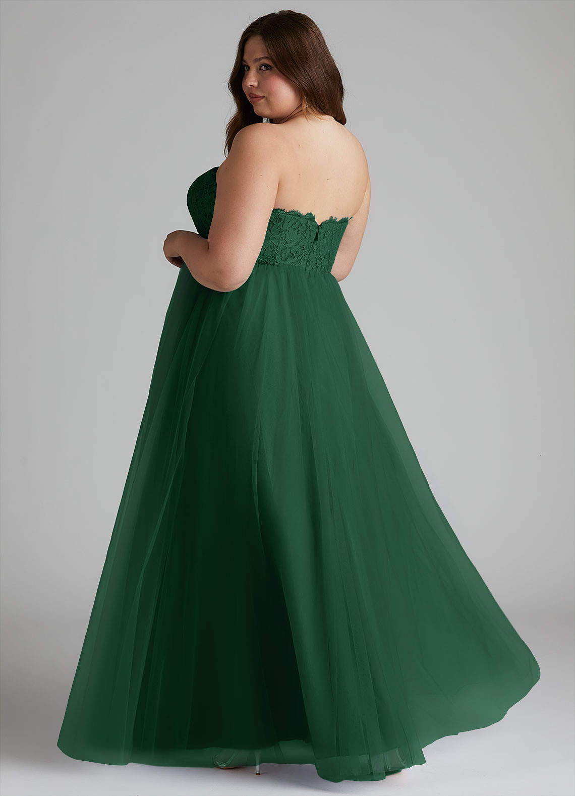 Azazie Roni Dark Green Tulle Bridesmaid Dresses