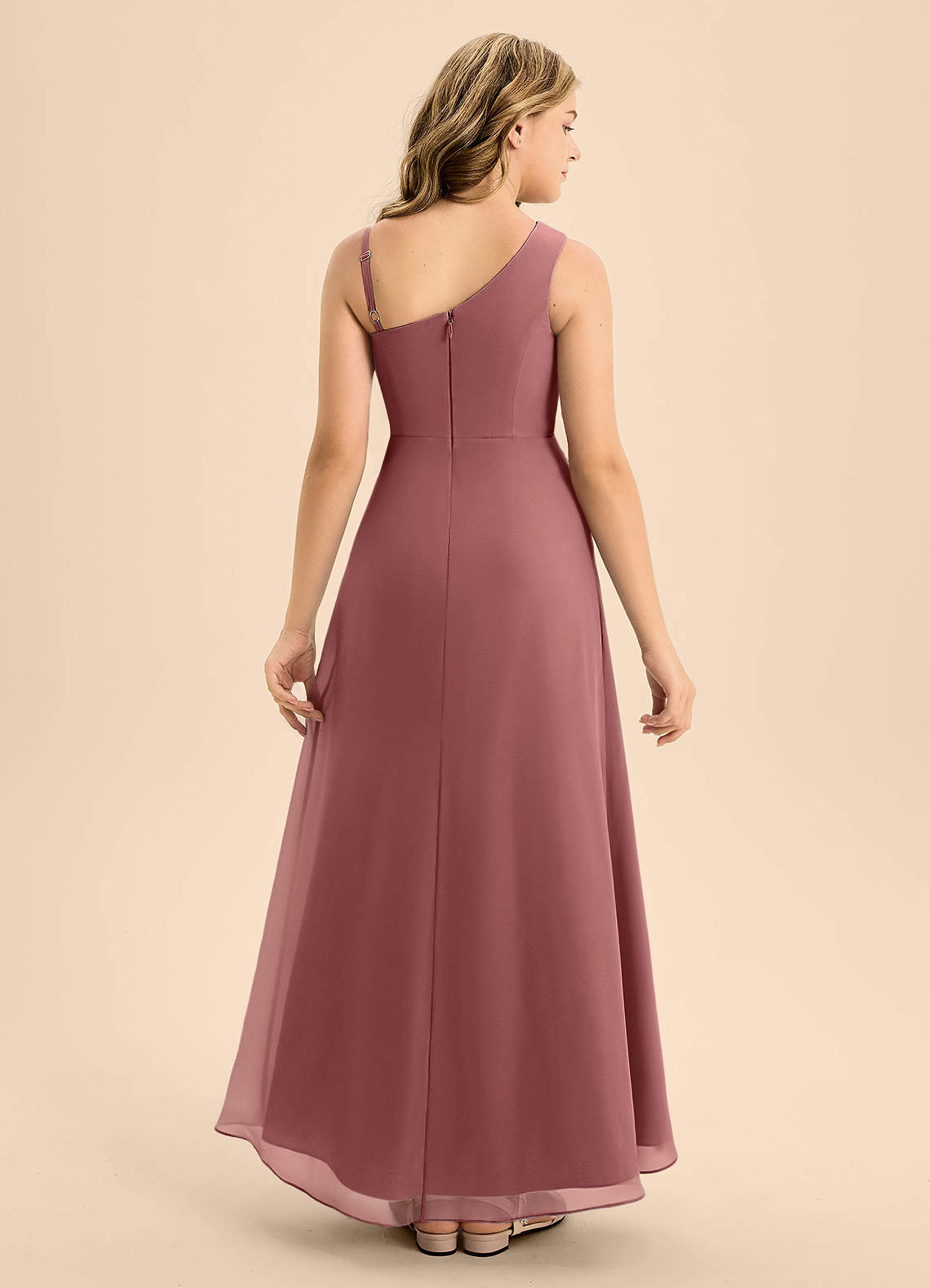 Azazie Brooke Junior Abito A-Line in Chiffon Spacco Laterale Ametista image1