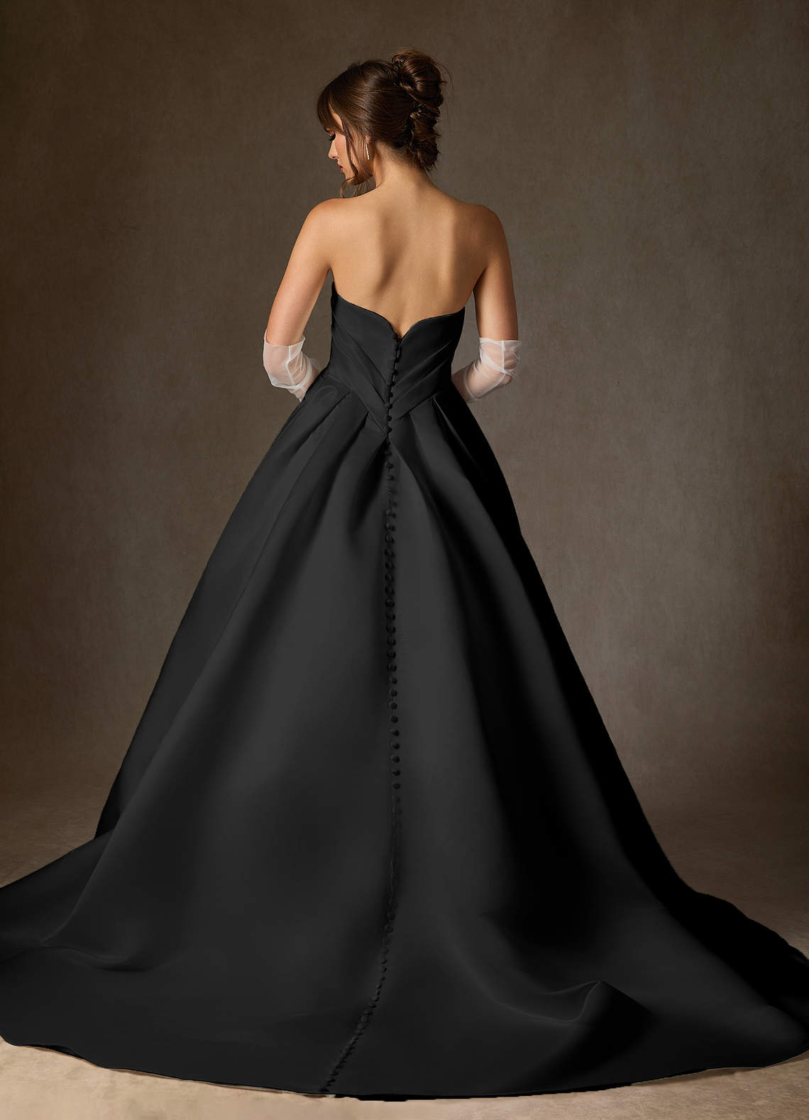 Azazie Adelise Wedding Dresses Black Ball-Gown Strapless Satin Dress image4