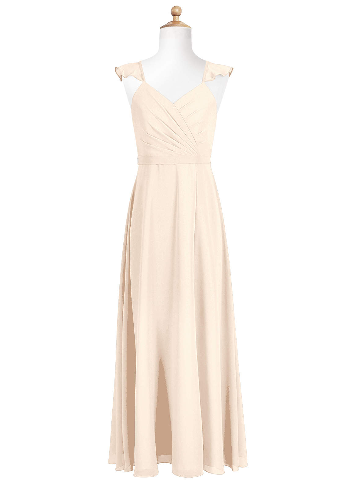 Azazie Emily Junior Robe Trapèze en Mousseline de soie Rayé Albâtre Blanc image4