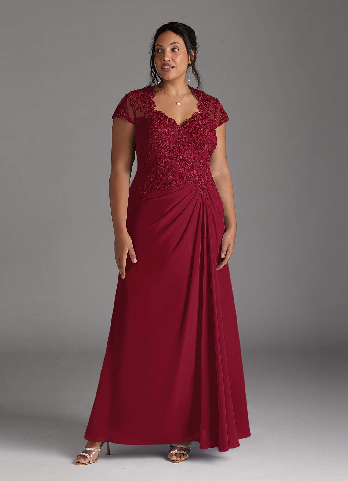 Azazie Junie Kleider für die Brautmutter A-Linie Spitze Chiffon Kleid Burgunderrot image1