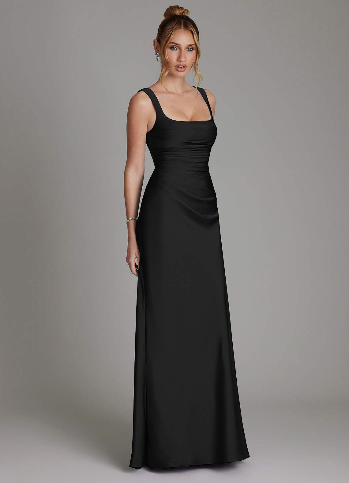 Azazie Agustina Bridesmaid Dresses Black Mermaid Corset Stretch Satin Dress image3