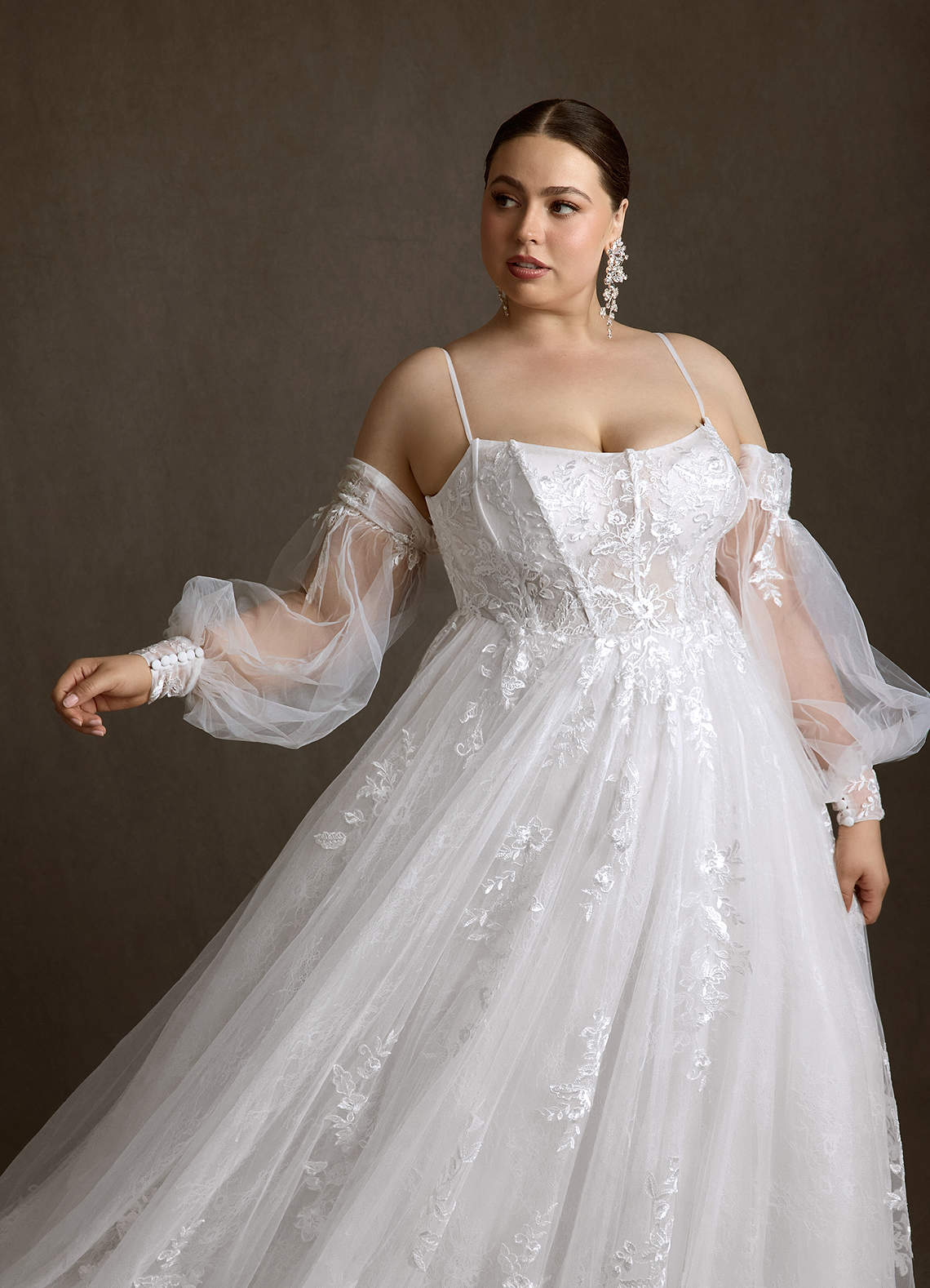 Azazie Elowyn Wedding Dresses Diamond White Ball-Gown Strapless Lace Dress image19