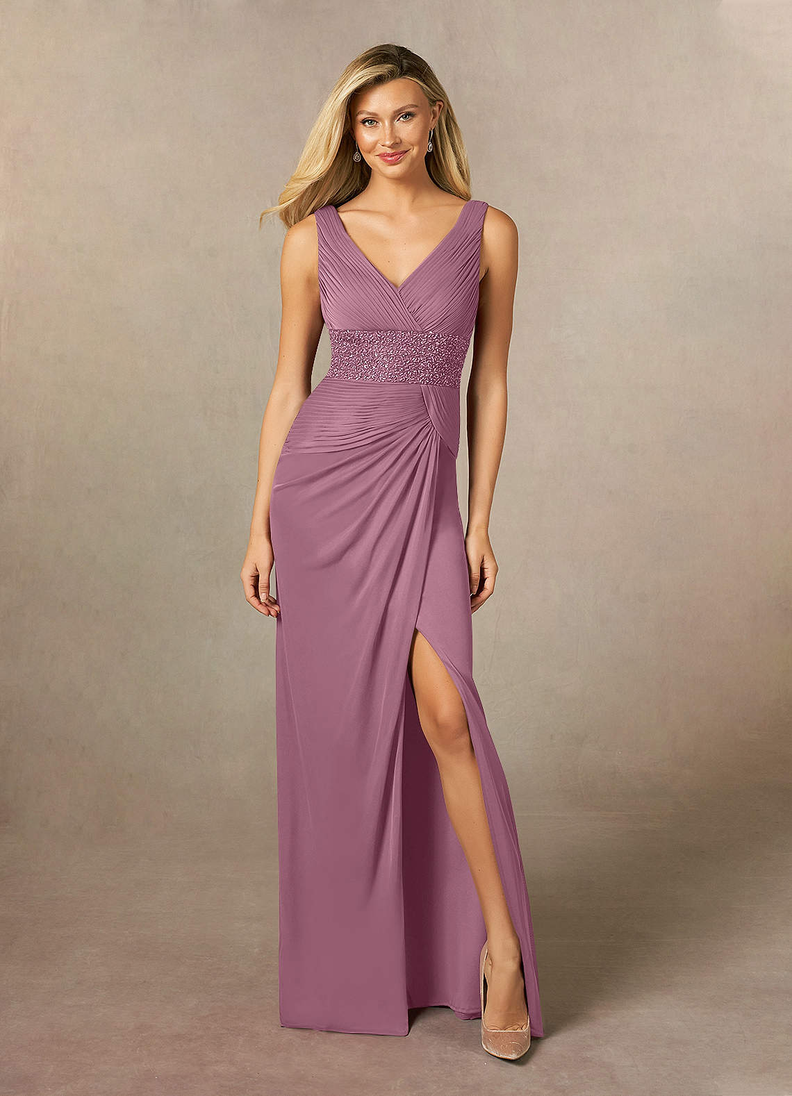 Azazie Winona Mother of the Bride Dresses Vintage Mauve Mermaid Sequins Mesh Dress image1
