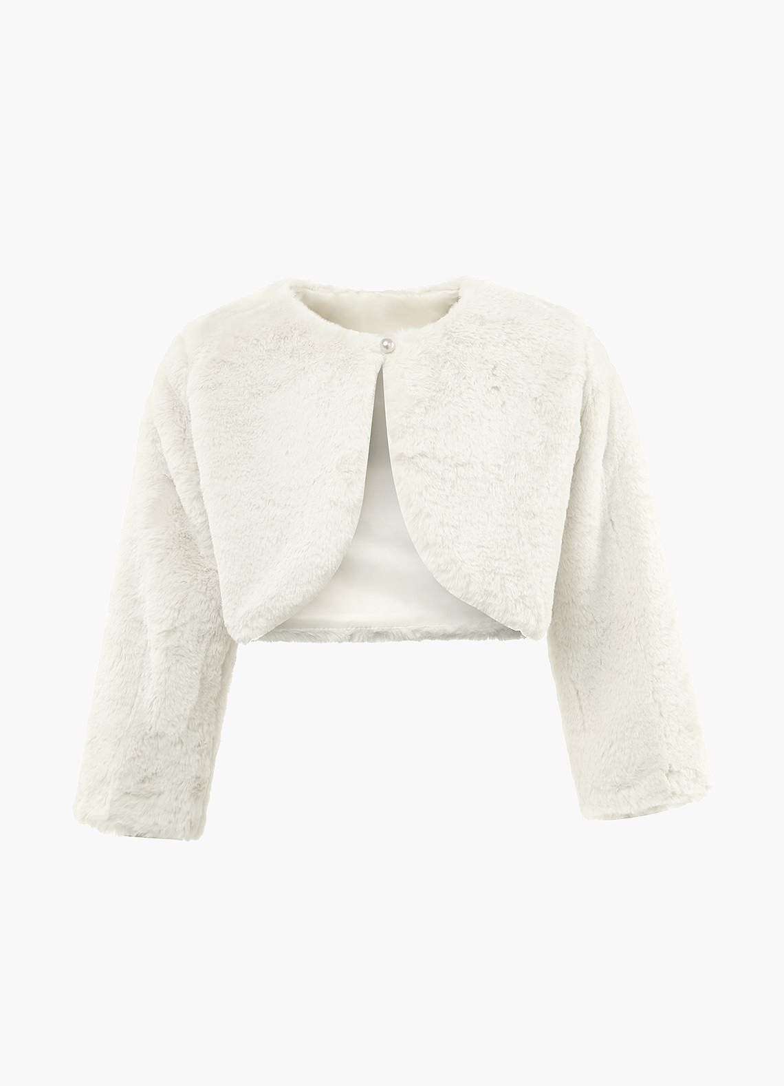 front Flower Girl Faux Fur Jacket