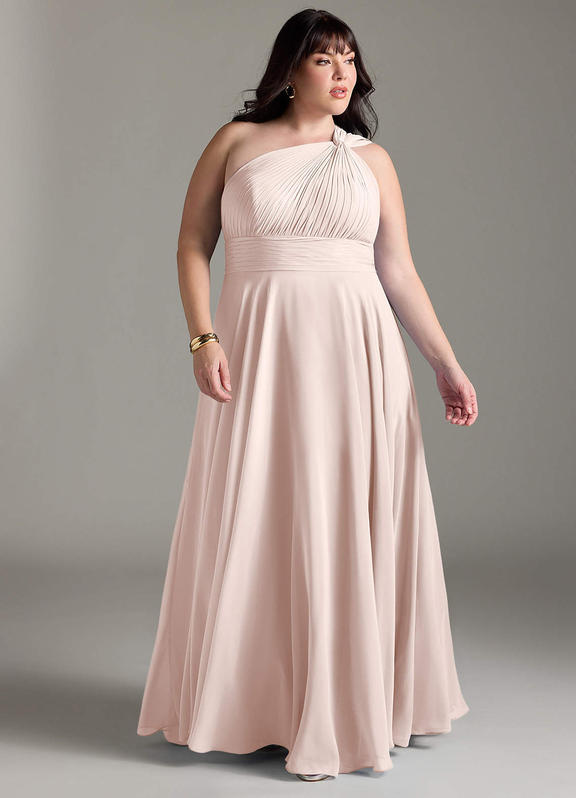 Azazie Charlize Bridesmaid Dresses Rose Petal A-Line One Shoulder Chiffon Dress image8