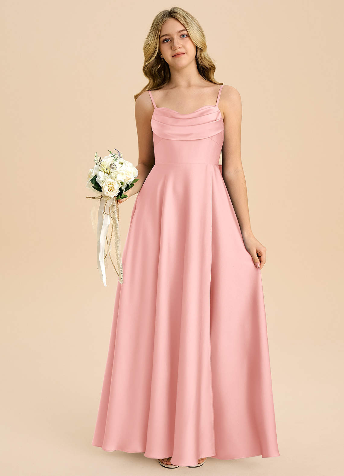 Azazie Bear Junior Ganache A-Line Sweetheart Neckline Stretch Satin Dress image6