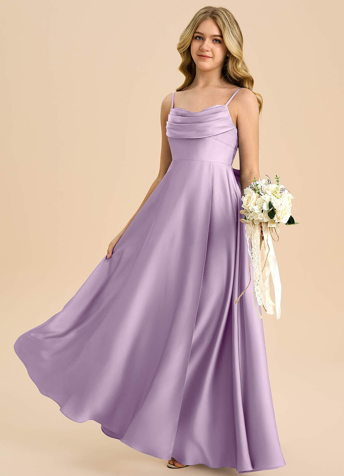 Azazie Bear Junior Ganache A-Line Sweetheart Neckline Stretch Satin Dress image4