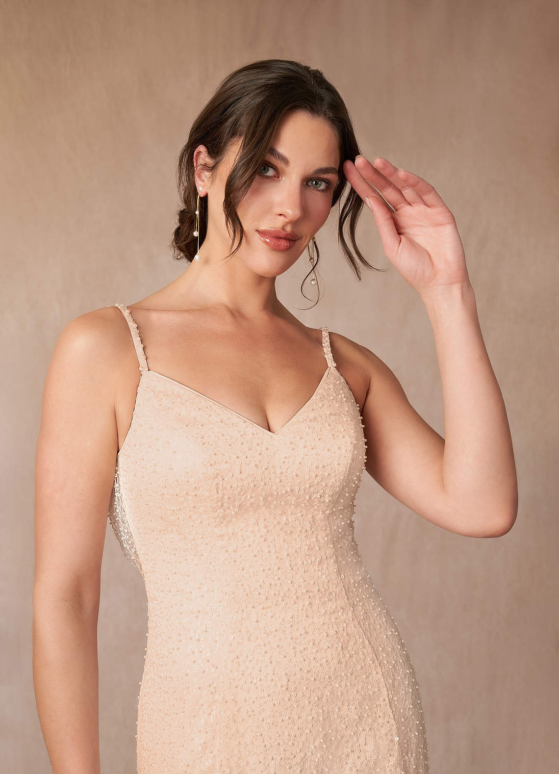 Azazie Eris Vestidos de noiva Vestir Diamante Branco Rosa Inglesa de Miçangas de sereia image3