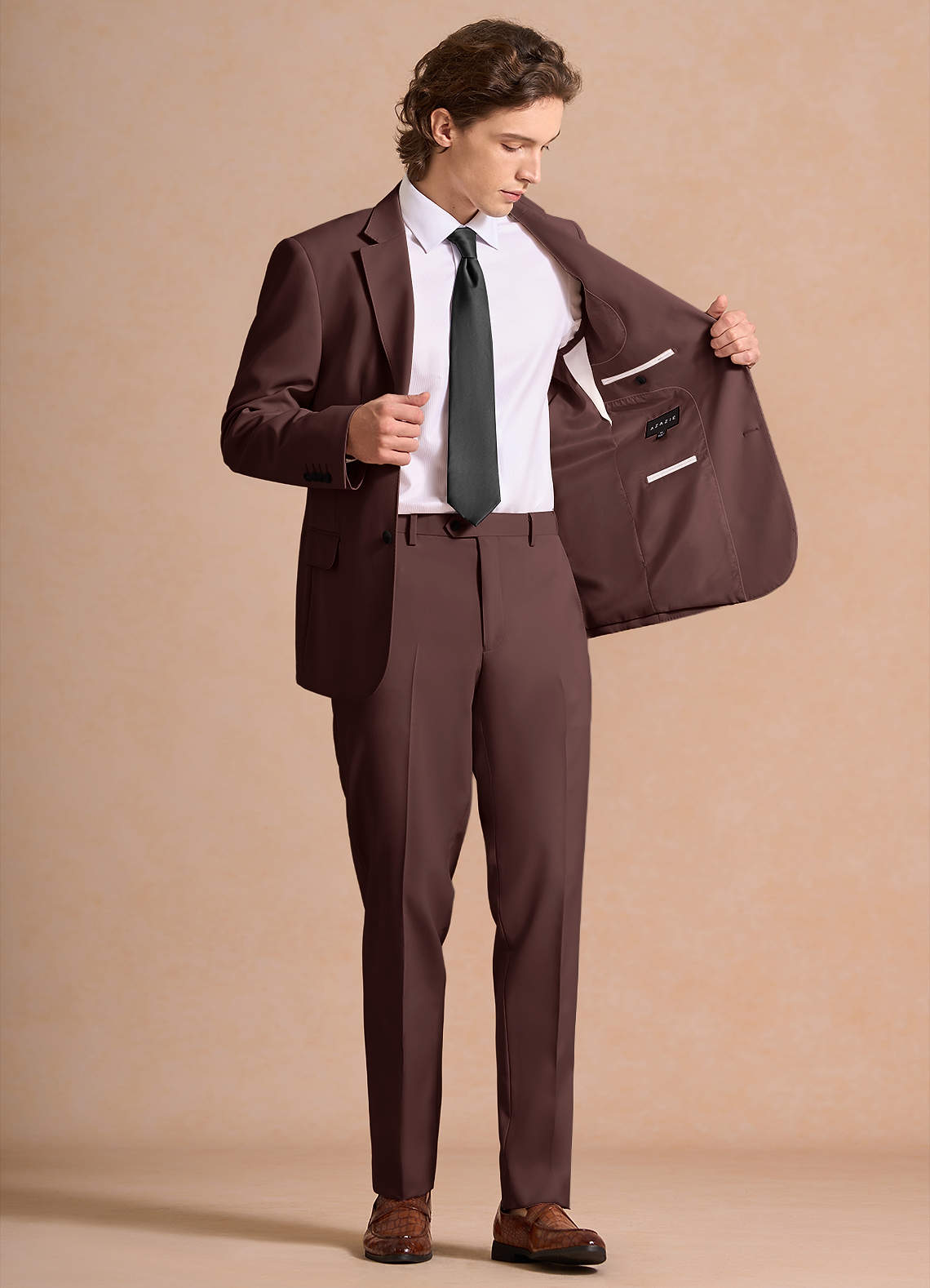 front James Espresso Structured Stretch Suit