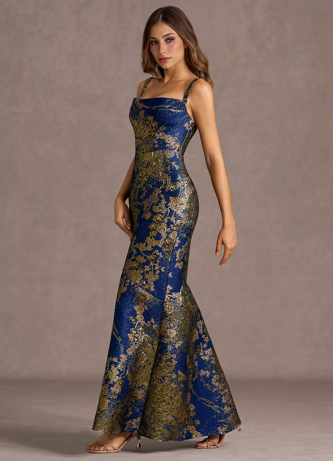 gold and navy blue dress Off the Shoulder Gold Sparkle Wedding Dress with Detachable Train Gold / Custom Size