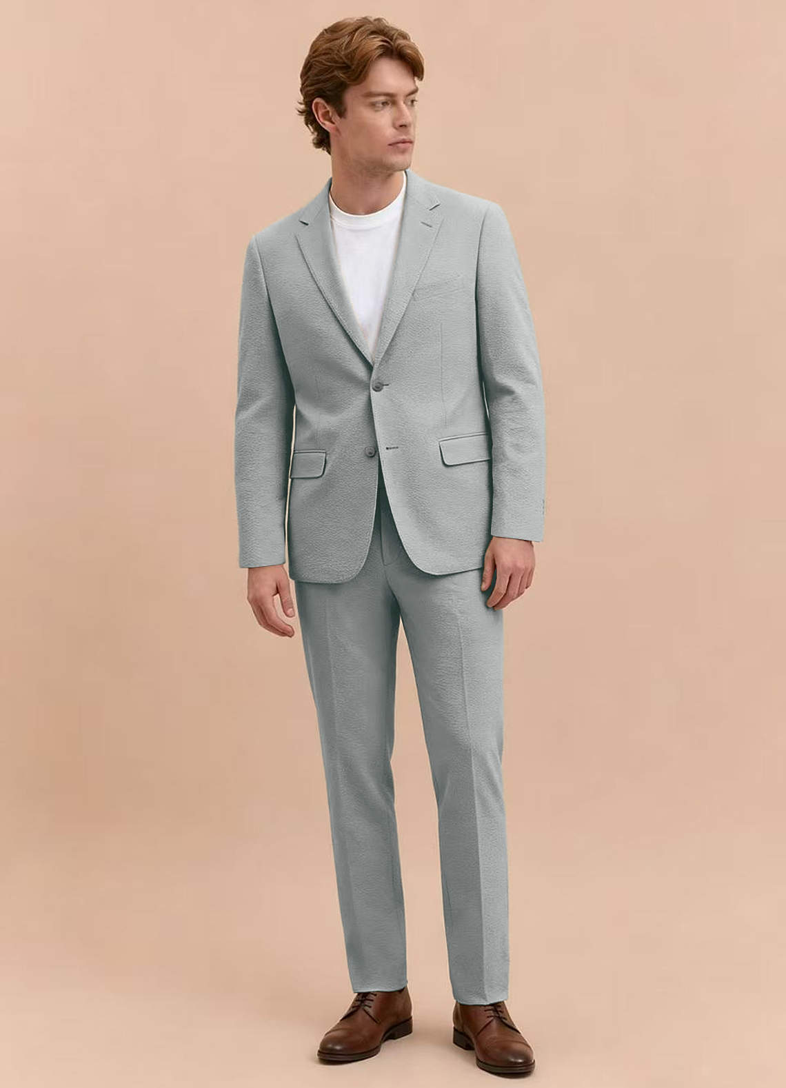 front Miles Light Grey Seersucker Trousers Suit