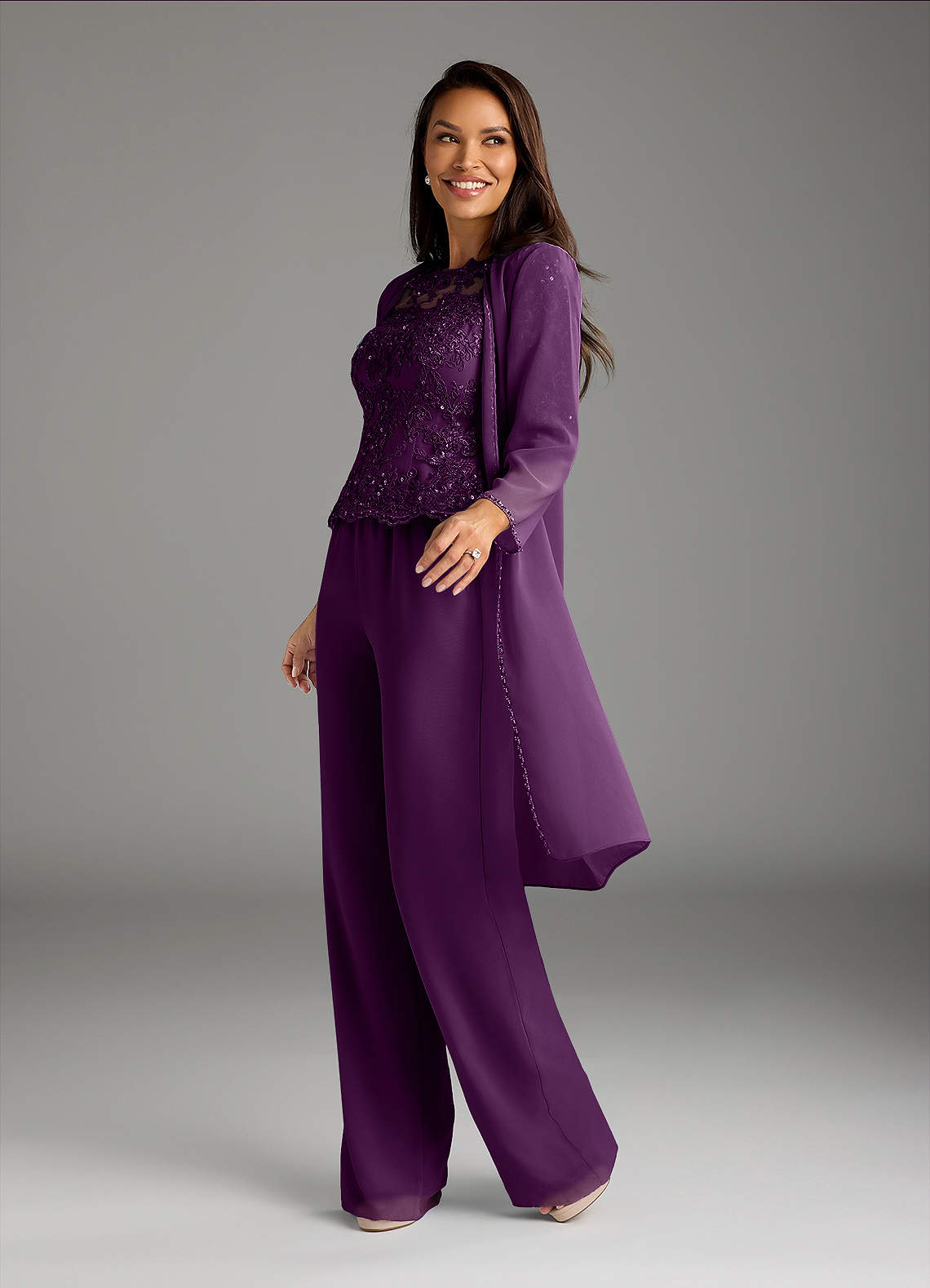 Azazie Florida Grape Jumpsuit/Pantsuit Sequins Chiffon Dress Ready