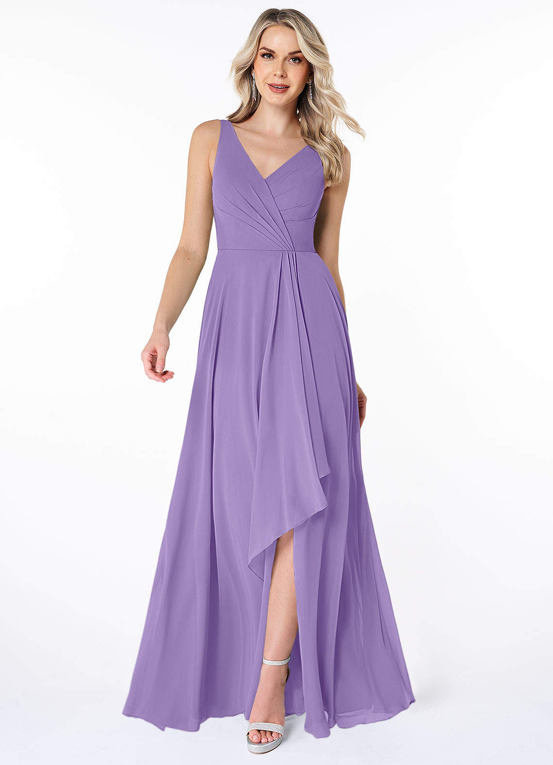Azazie Calvi Abiti da Damigella Abito A-Line in Chiffon Increspato Tahiti image1