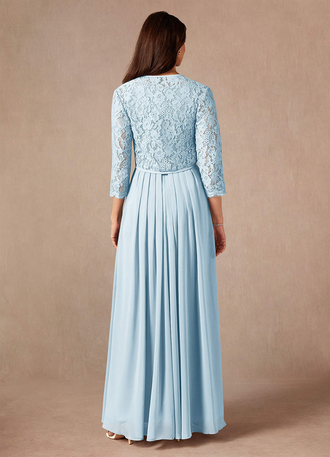 Azazie Ainsling Sky Blue A-Line Square Neckline Lace Chiffon Dress | Azazie