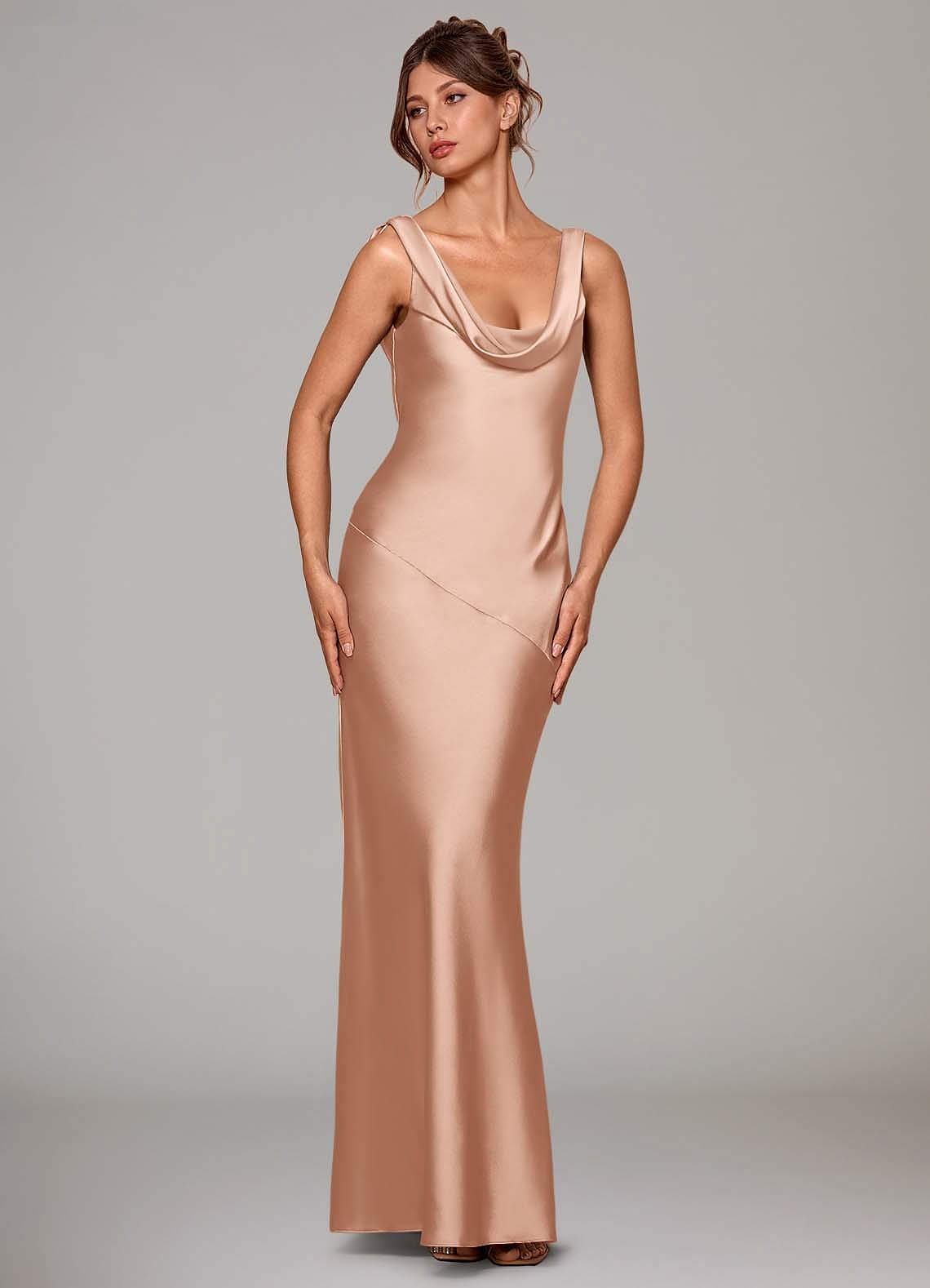 Gown Style Satin New Bridesmaid Dresses Uk Birdy Grey Dresses Birdy Grey  Lydia Shiny Satin Neutral