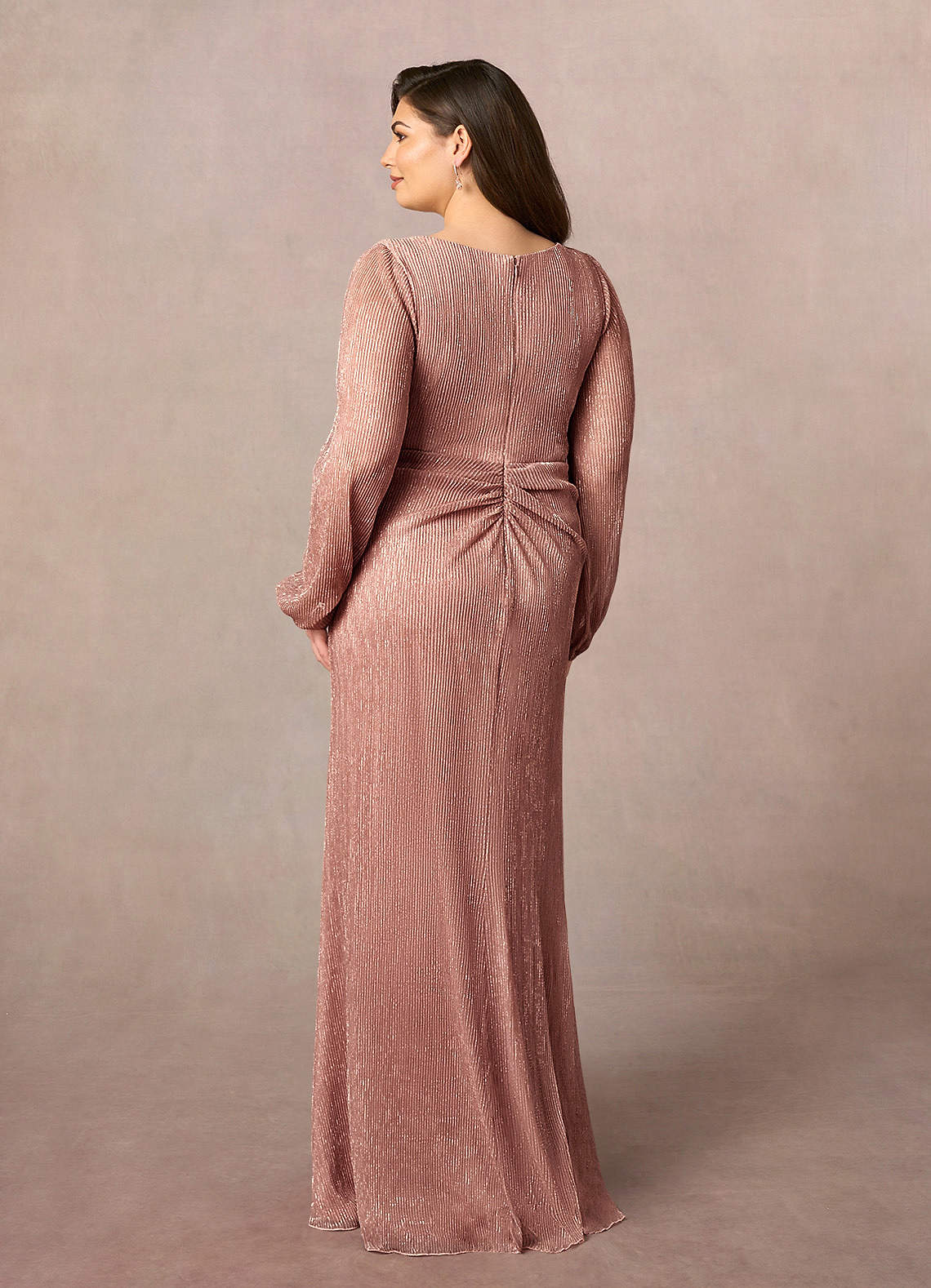 Azazie Sterling Mère de la mariée Robes Robe Trapèze en Maille métallique Rayé Or Rose image5