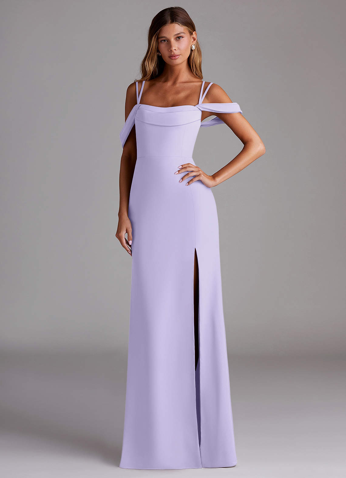 Azazie Callan Brautjungfernkleider Wandelbar Meerjungfrau-Linie Plissee Chiffon Kleid Flieder image1