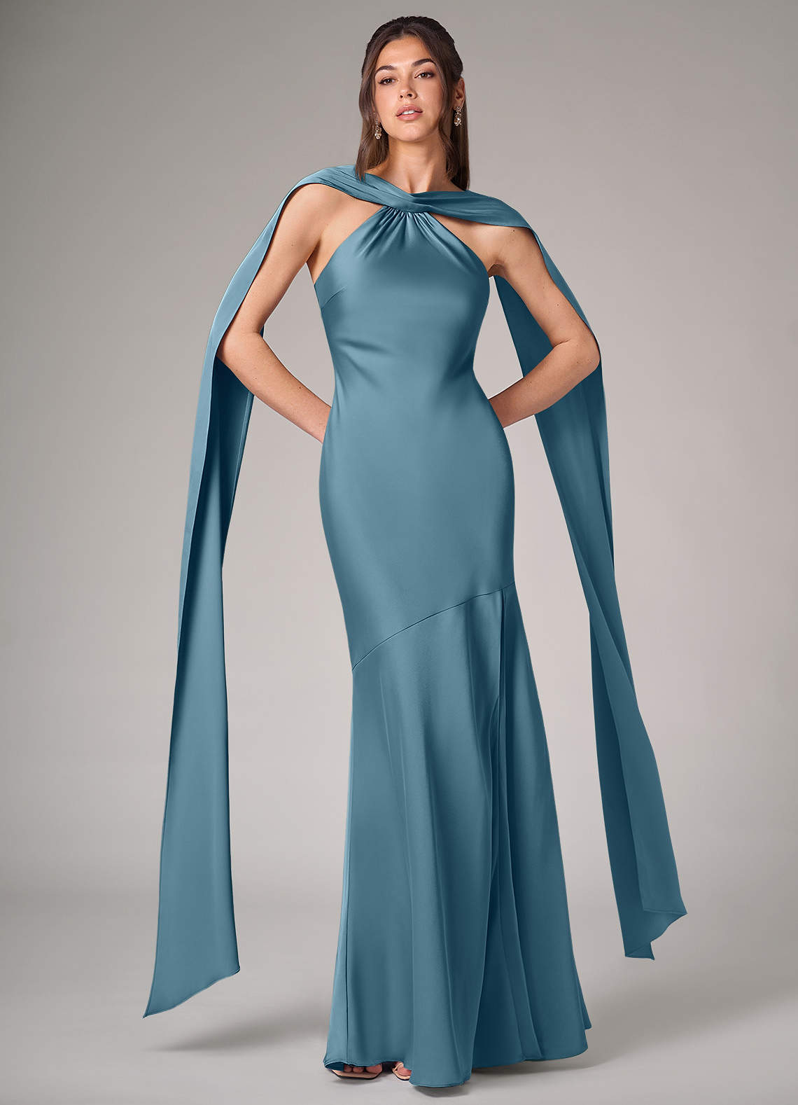 Azazie Kinsley Bridesmaid Dresses Bermuda Mermaid Side Slit Stretch Satin Dress image1