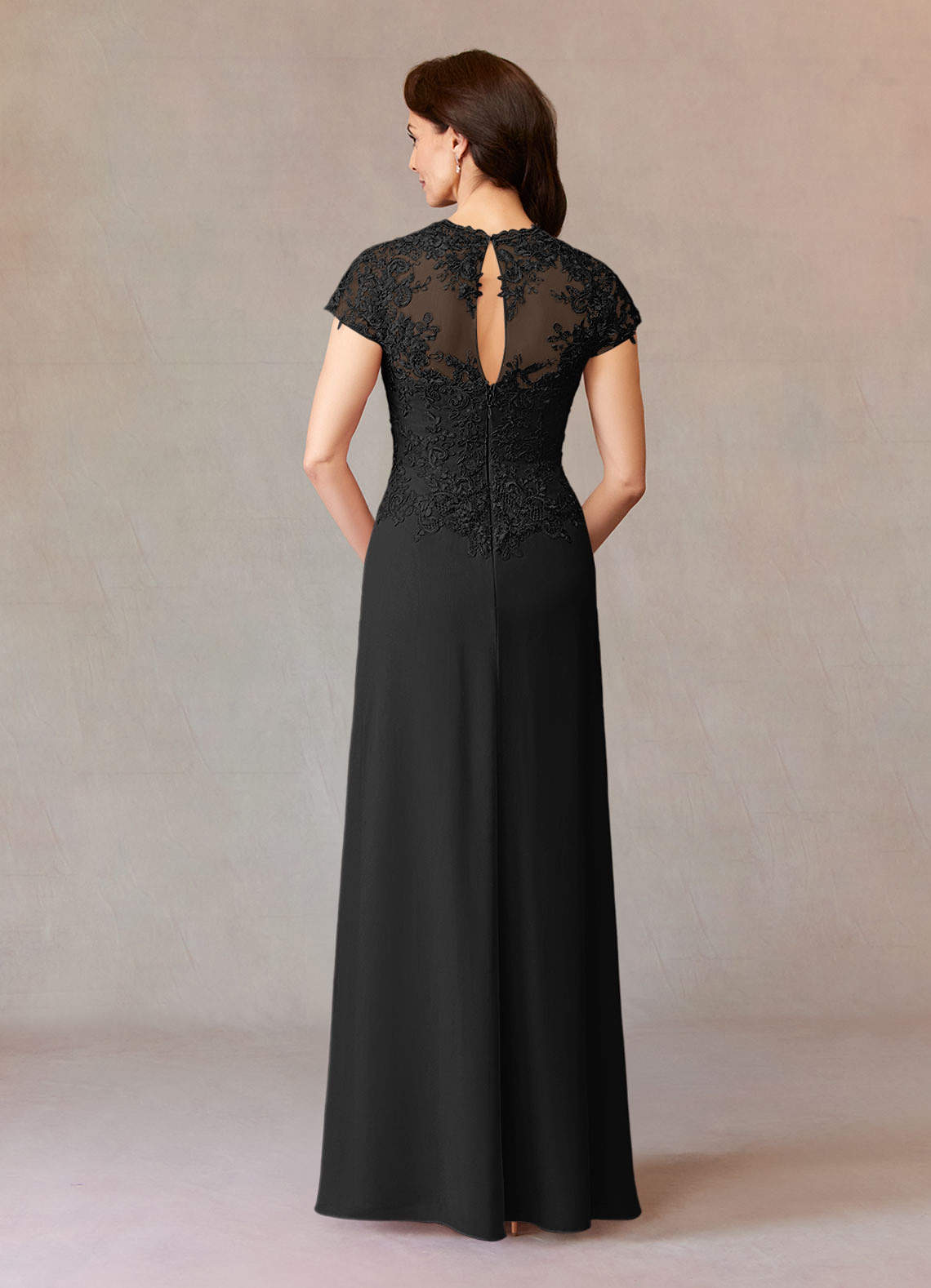 Azazie Junie Kleider für die Brautmutter A-Linie Spitze Chiffon Kleid Schwarz image5