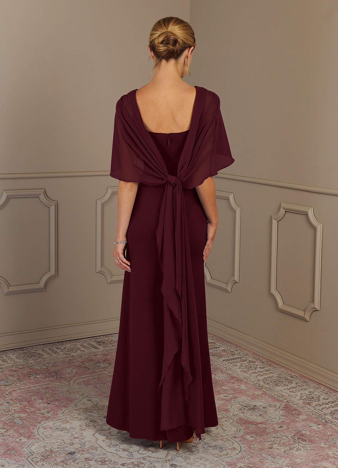 Azazie Dion Mother of the Bride Dresses Cabernet Sheath Scoop Stretch Crepe Dress image5