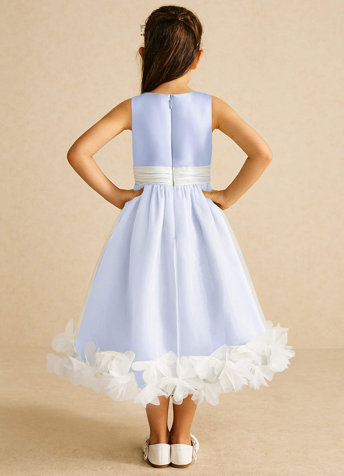 open lace back dress Floral Organza Knee Length Dress Multicolor / FR 46