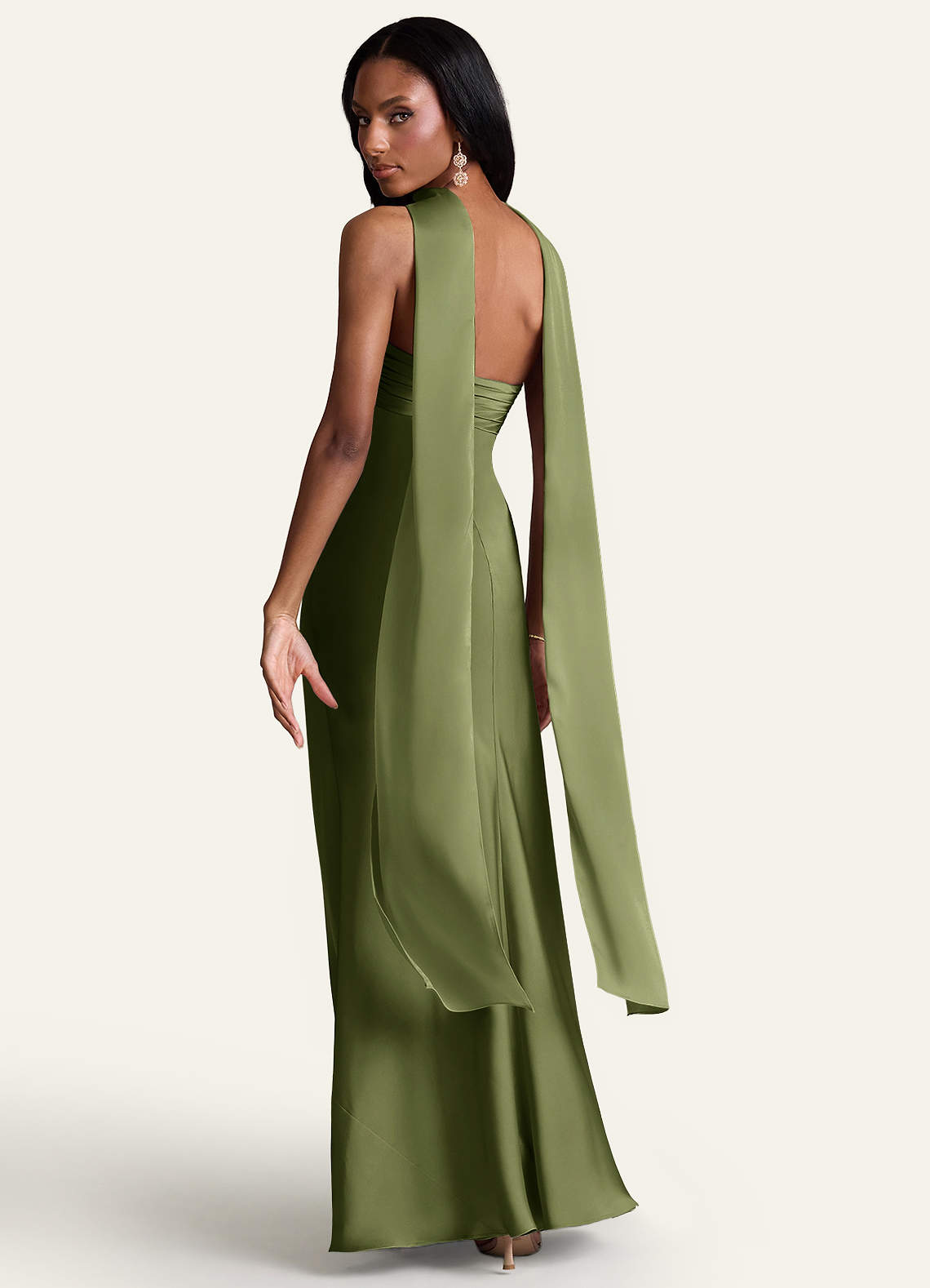 front Azazie Matching Color Stretch Satin Scarf