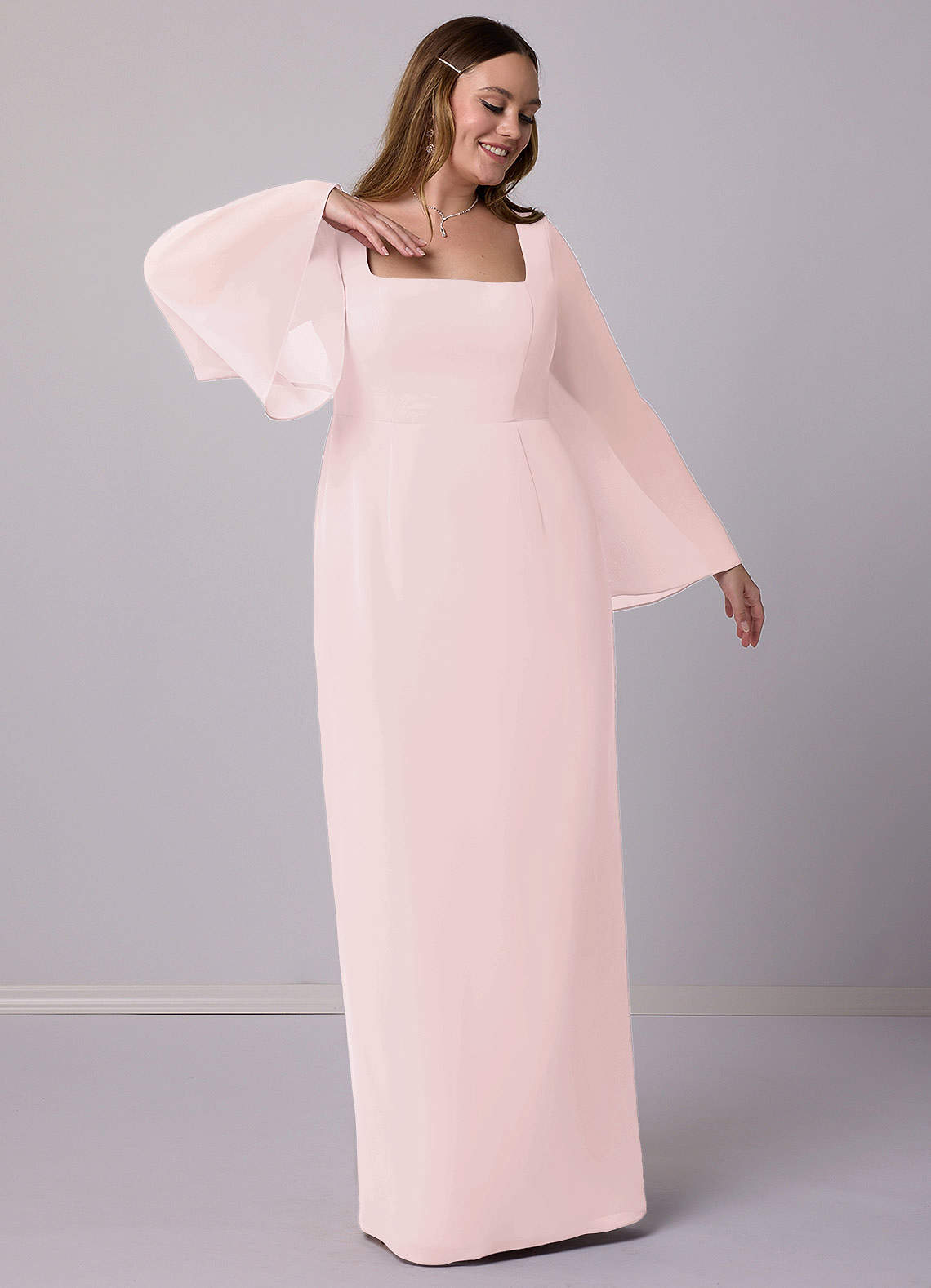 Barbie ♥ Azazie Bridesmaid Dresses Sheath Bow Chiffon Floor-Length Dress image9