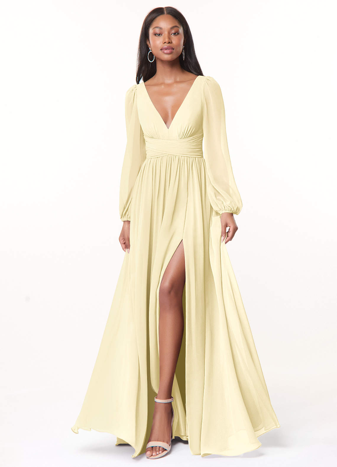 Azazie Norah Lemon Sorbet Chiffon Bridesmaid Dresses | Azazie