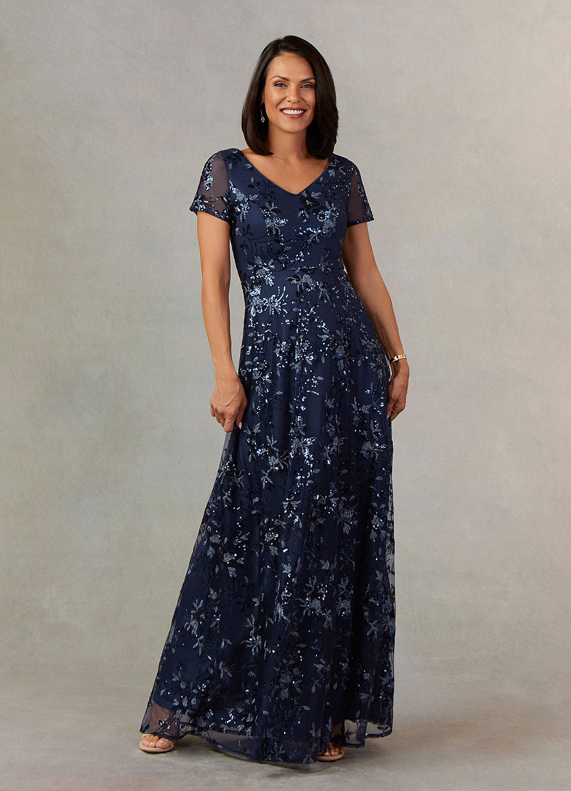 Upstudio Menlo Dark Navy A-Line Sequins Dress | Azazie