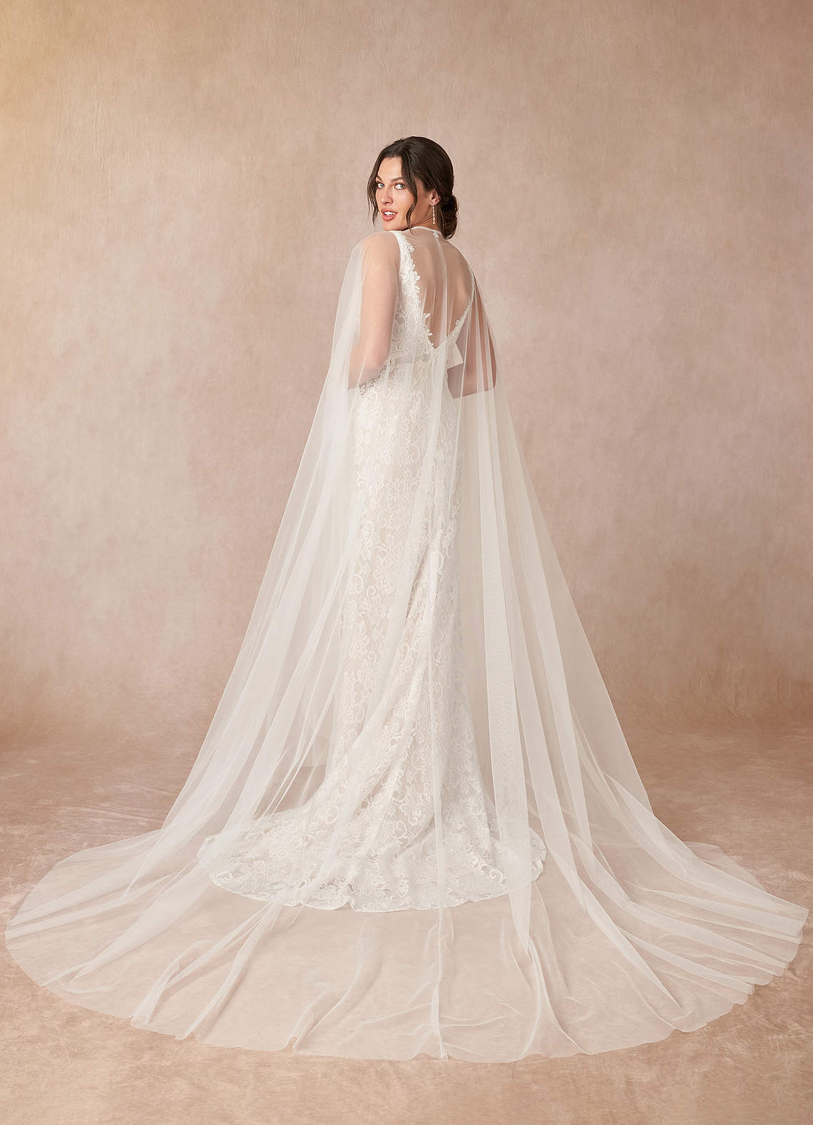 Azazie Gracen Robes de mariée Robe Sirène en Tulle Col V en dentelle Diamant Blanc Champagne image2