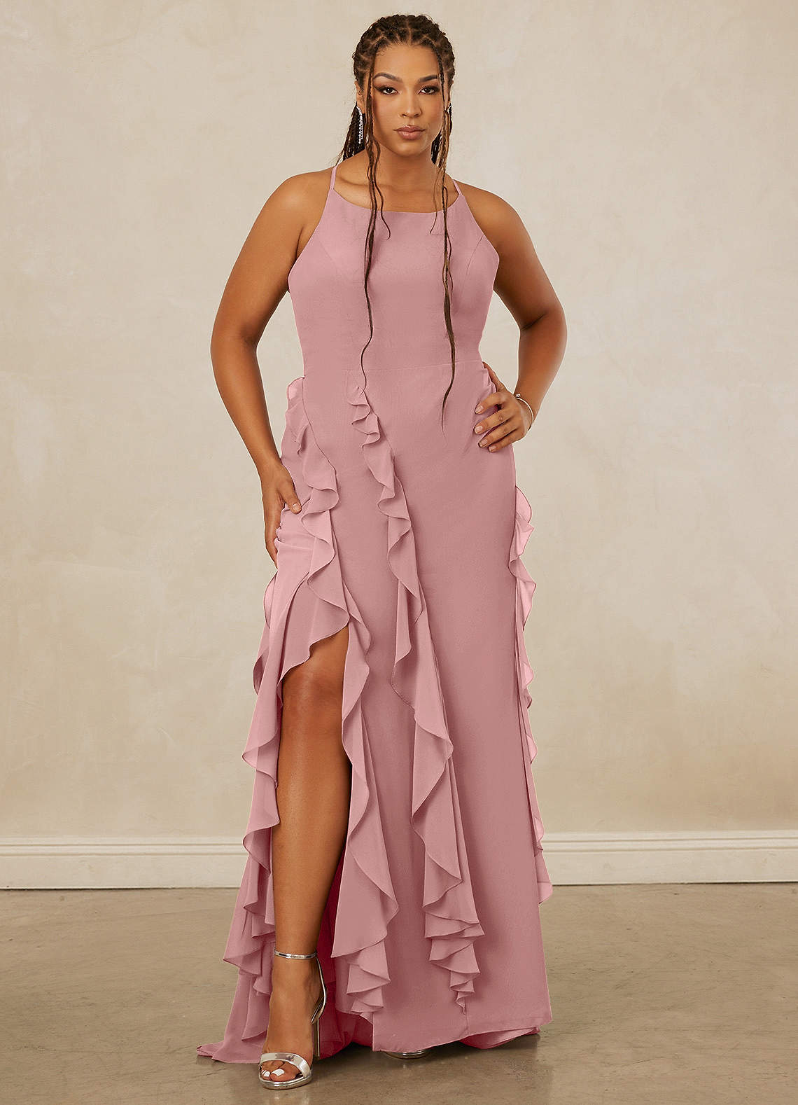 Christian Siriano Bridal for Azazie 1006 Bridesmaid Dresses Dusty Rose Mermaid Ruched Chiffon Dress image1