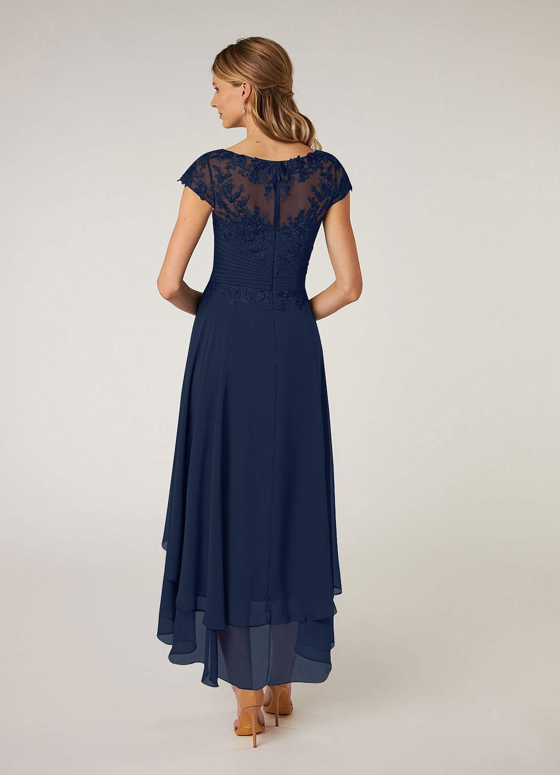 Azazie Shonda Mother of the Bride Dresses Dark Navy Lace Chiffon Dress image1