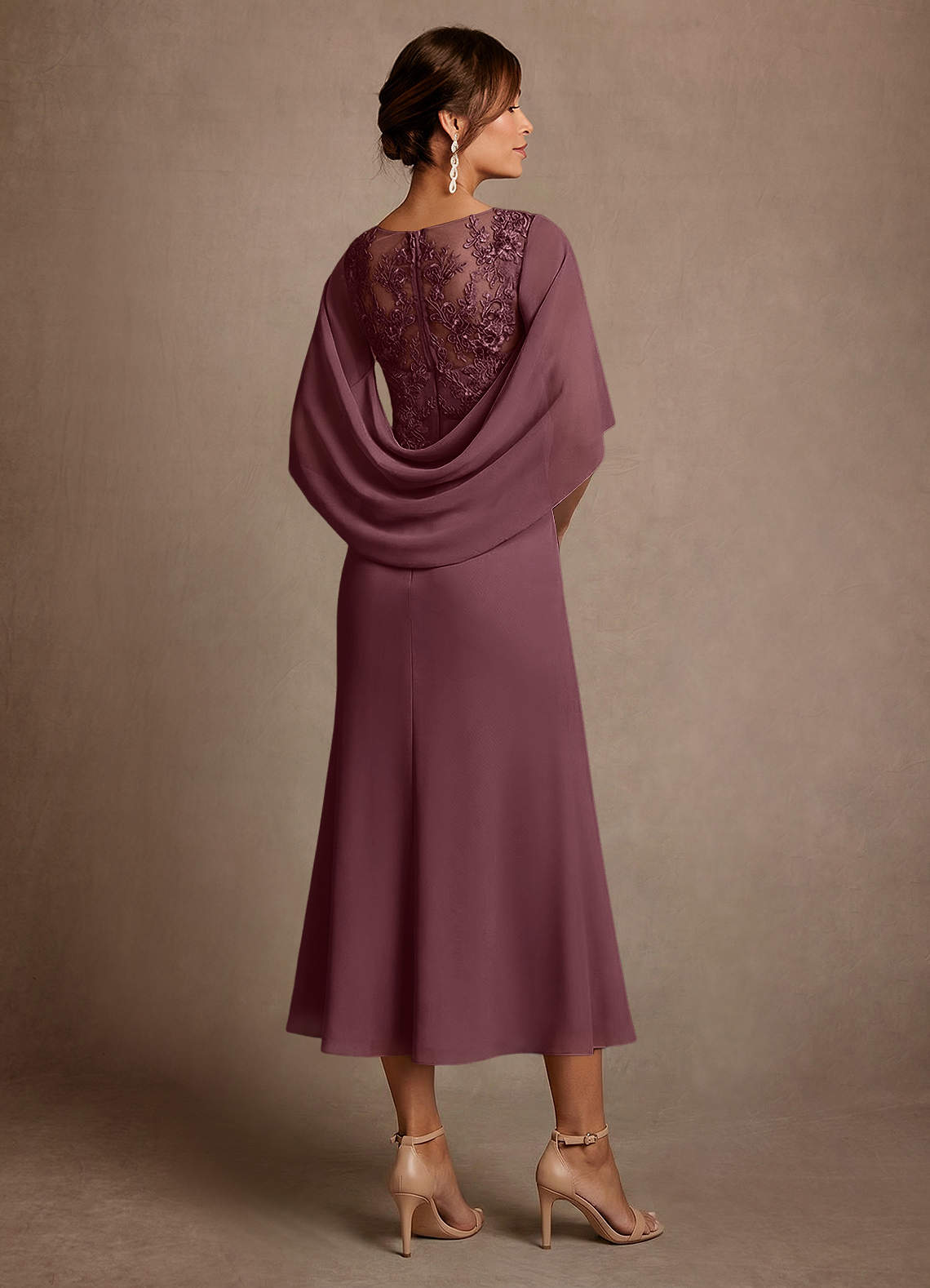 Azazie Forums Mother of the Bride Dresses Sangria A-Line Lace Dress image1