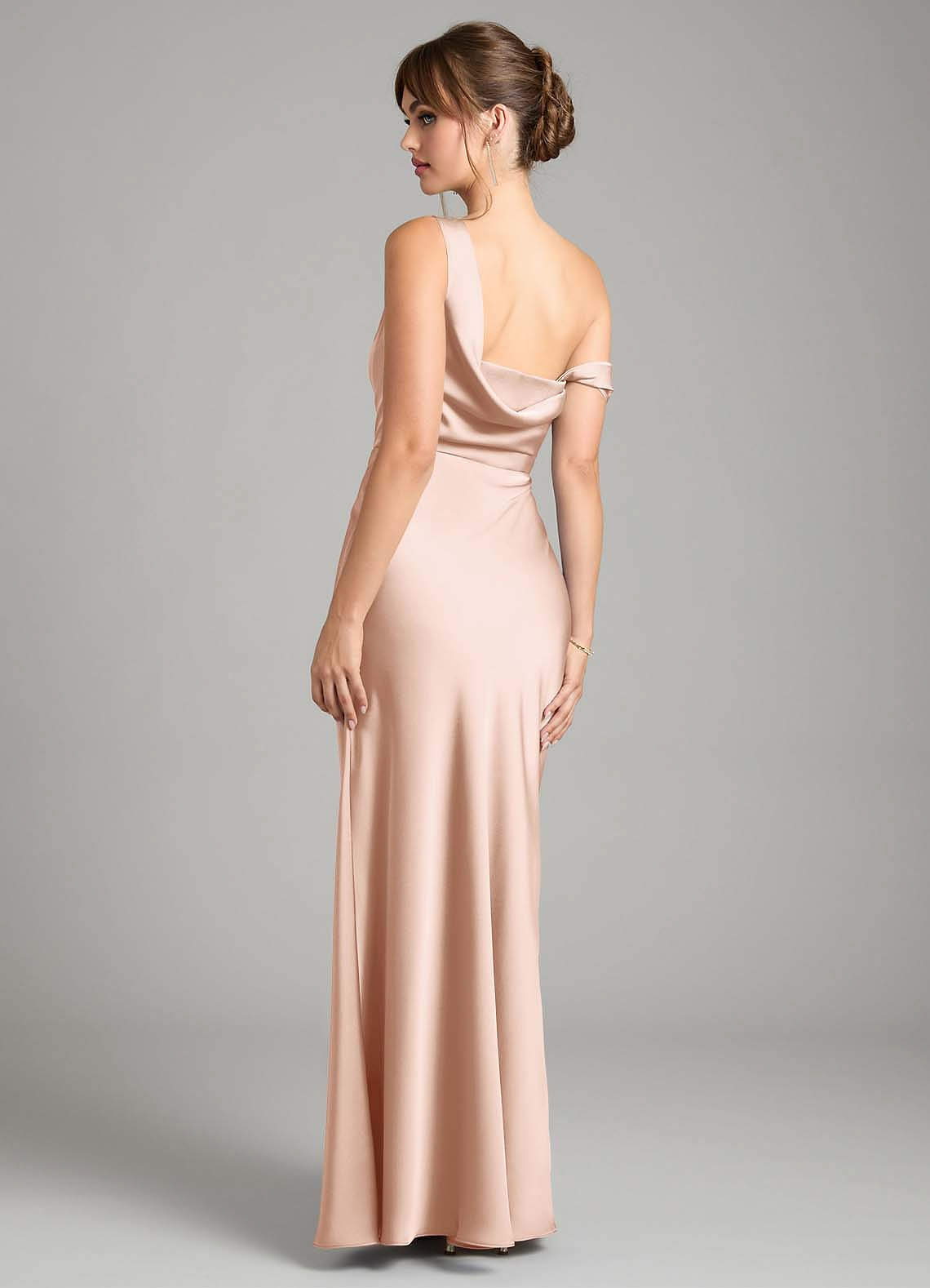 rose gold multiway bridesmaid dress Rose Gold Sequins One-Shoulder Long Bridesmaid Dress – Modsele main image 0