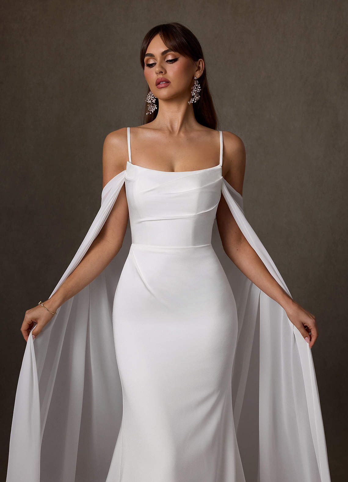 Azazie Jennet Wedding Dresses Diamond White Sheath Strapless Crepe Back Satin Dress image10