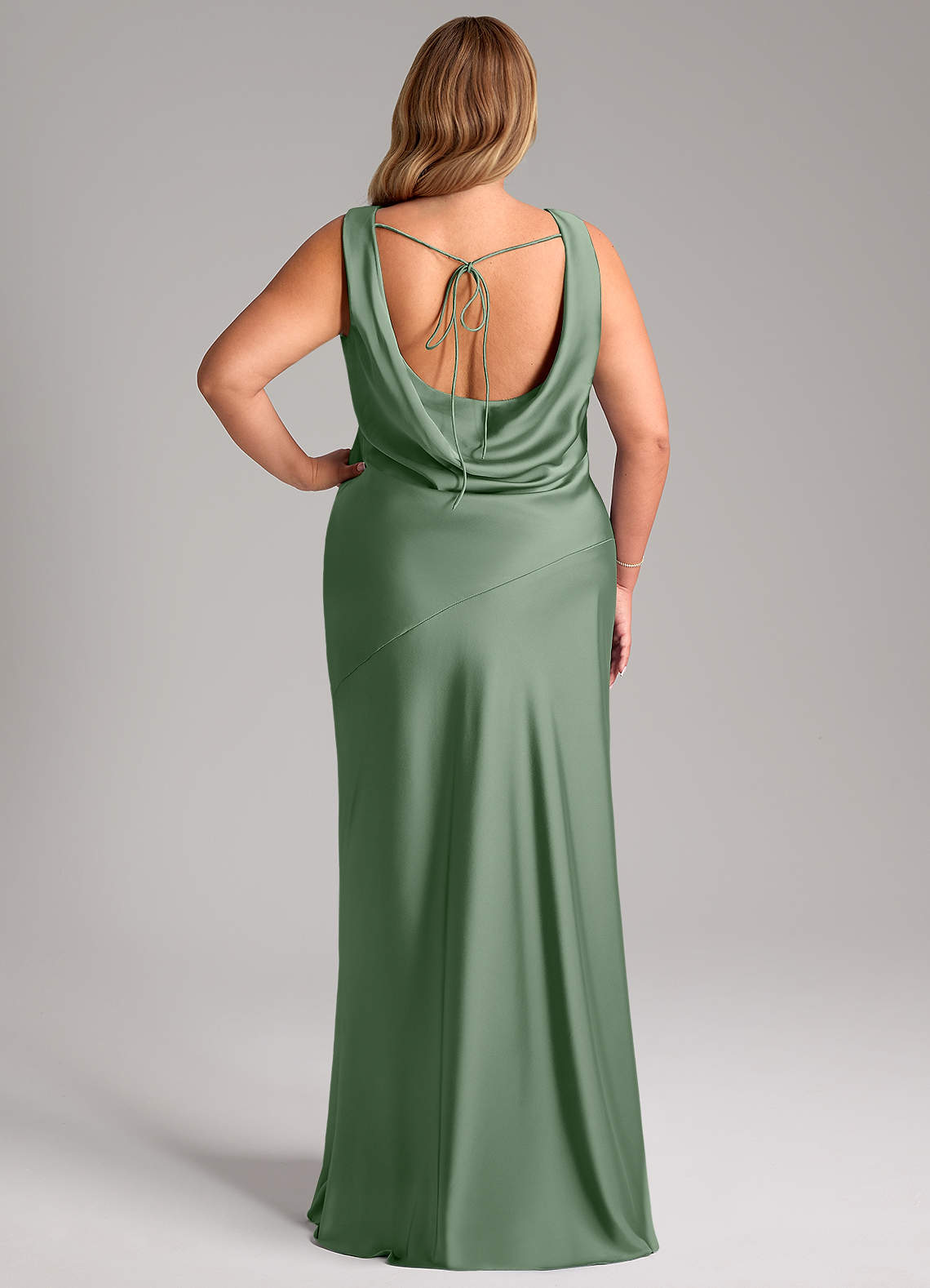 Azazie Rylina Bridesmaid Dresses Matcha Mermaid Stretch Satin Dress image7