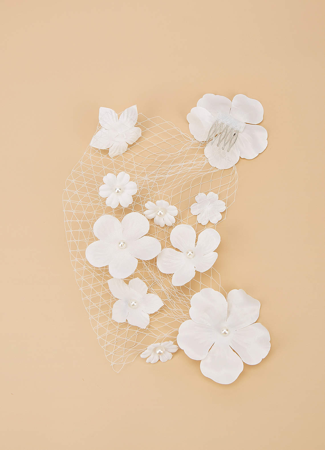 front 3D Flowers Birdcage Veil