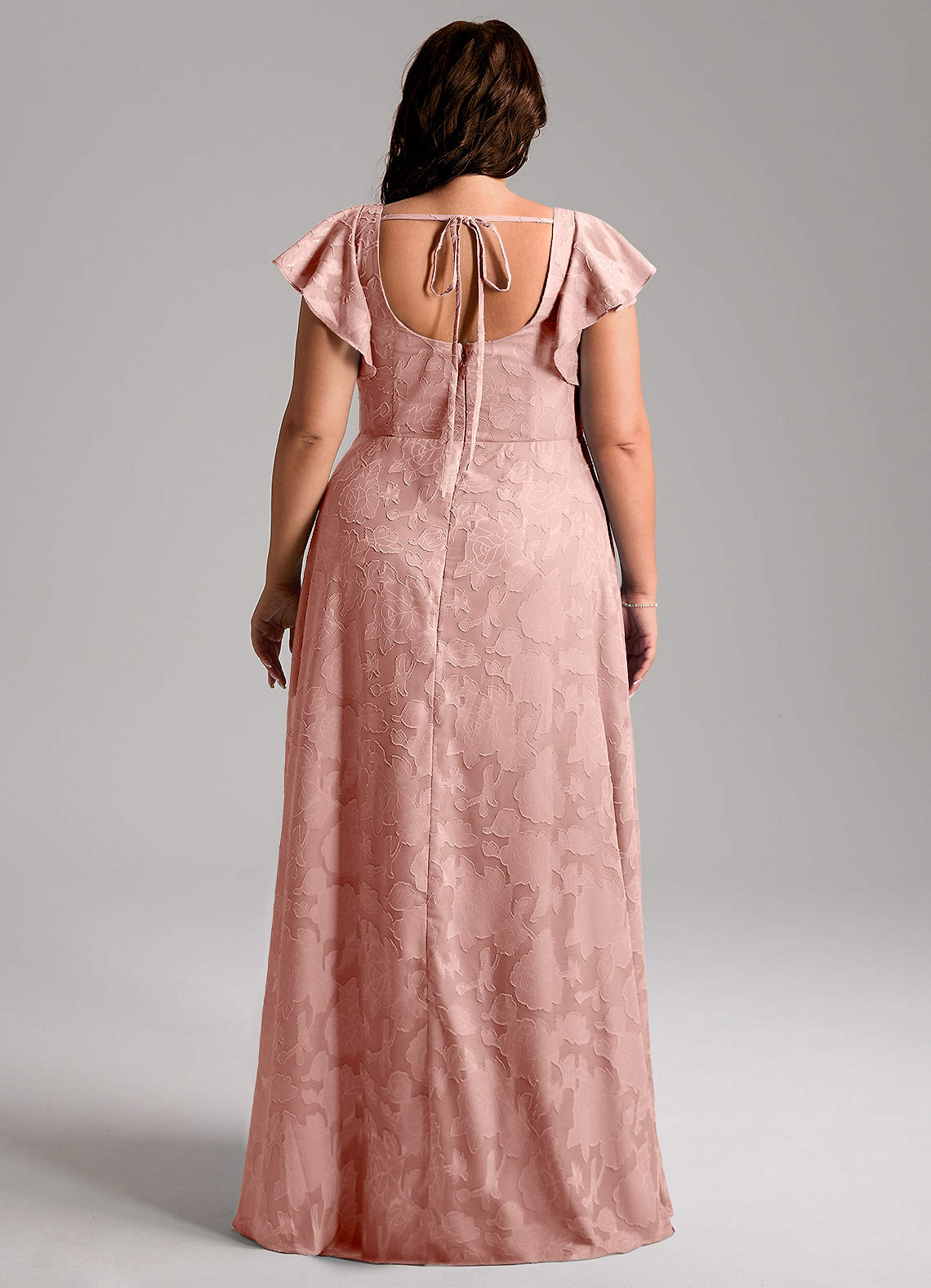 Azazie Bondi Vestidos de madrinha de casamento Vestido Roseta de Esgotamento Floral de Linha A com Racha Lateral image7