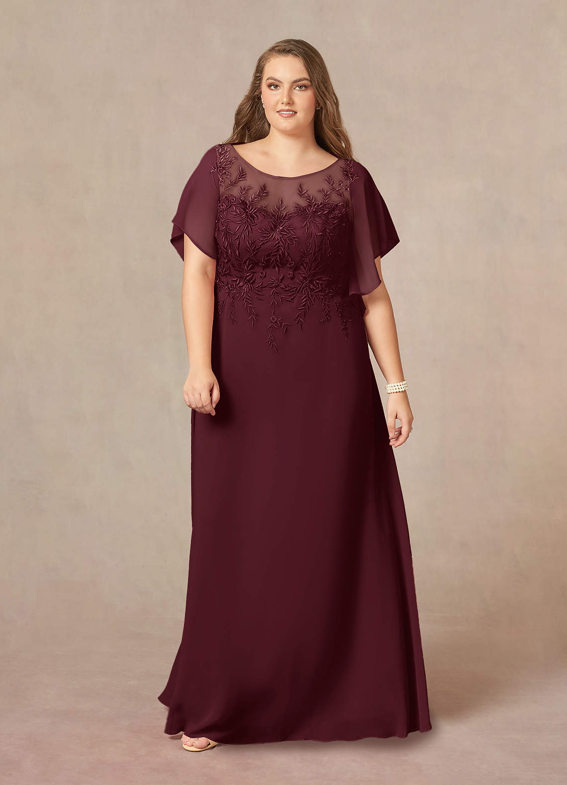 Azazie Faviola Mother of the Bride Dresses A-Line Boatneck sequins Chiffon Floor-Length Dress image1