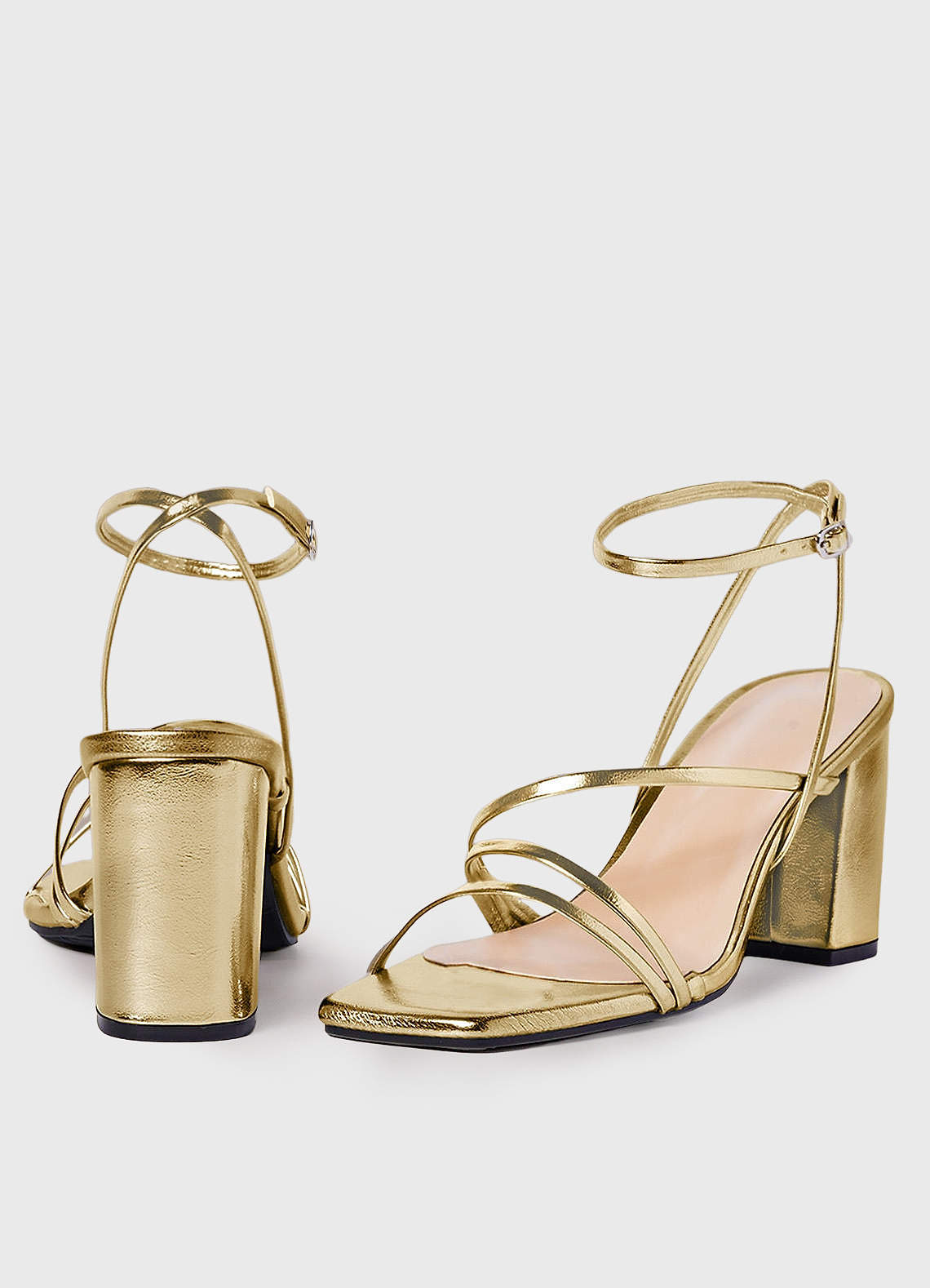 front Ankle Strap Block Heel Sandals