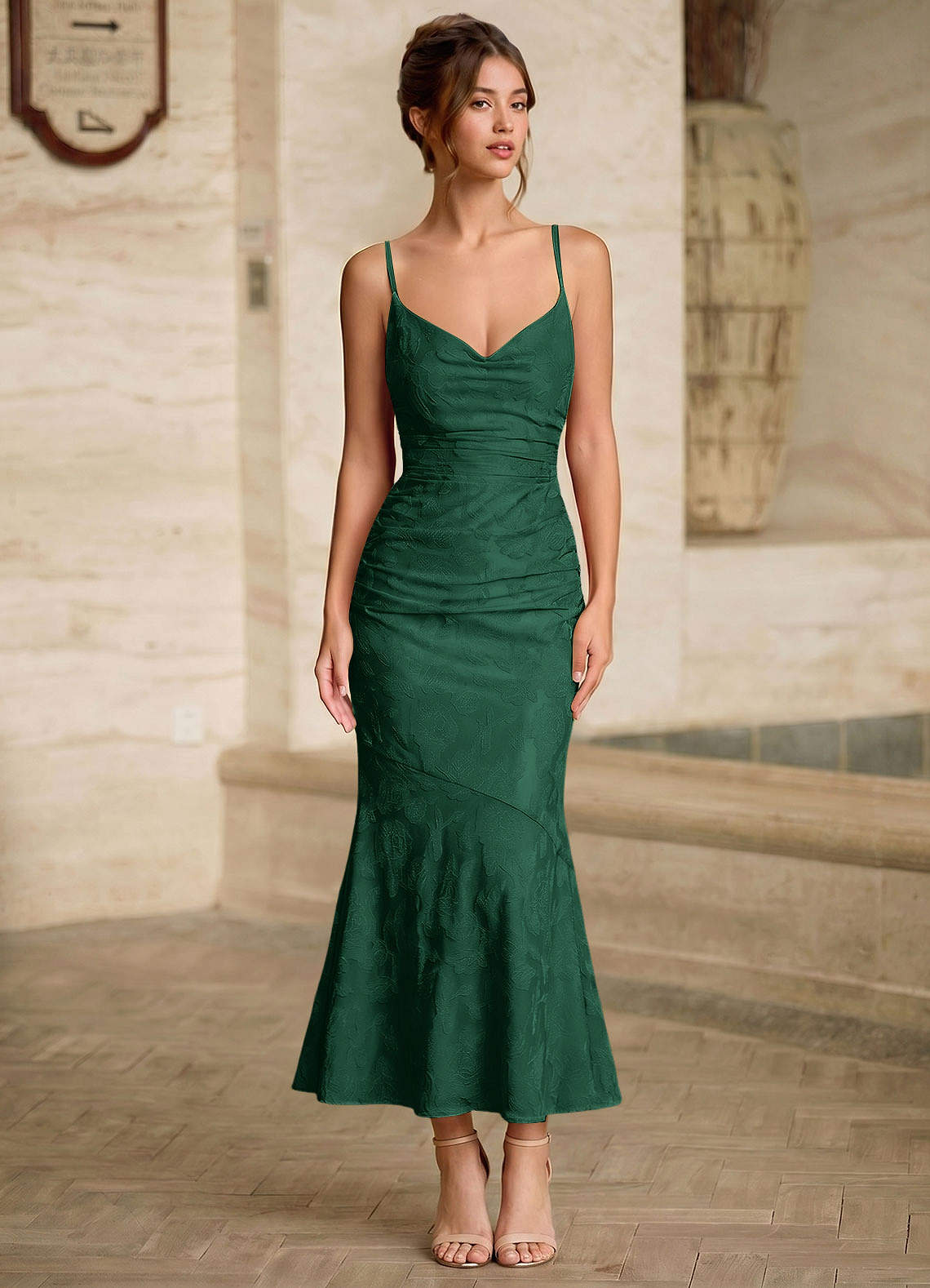 Ladow Emerald Green Jacquard Wedding Guest