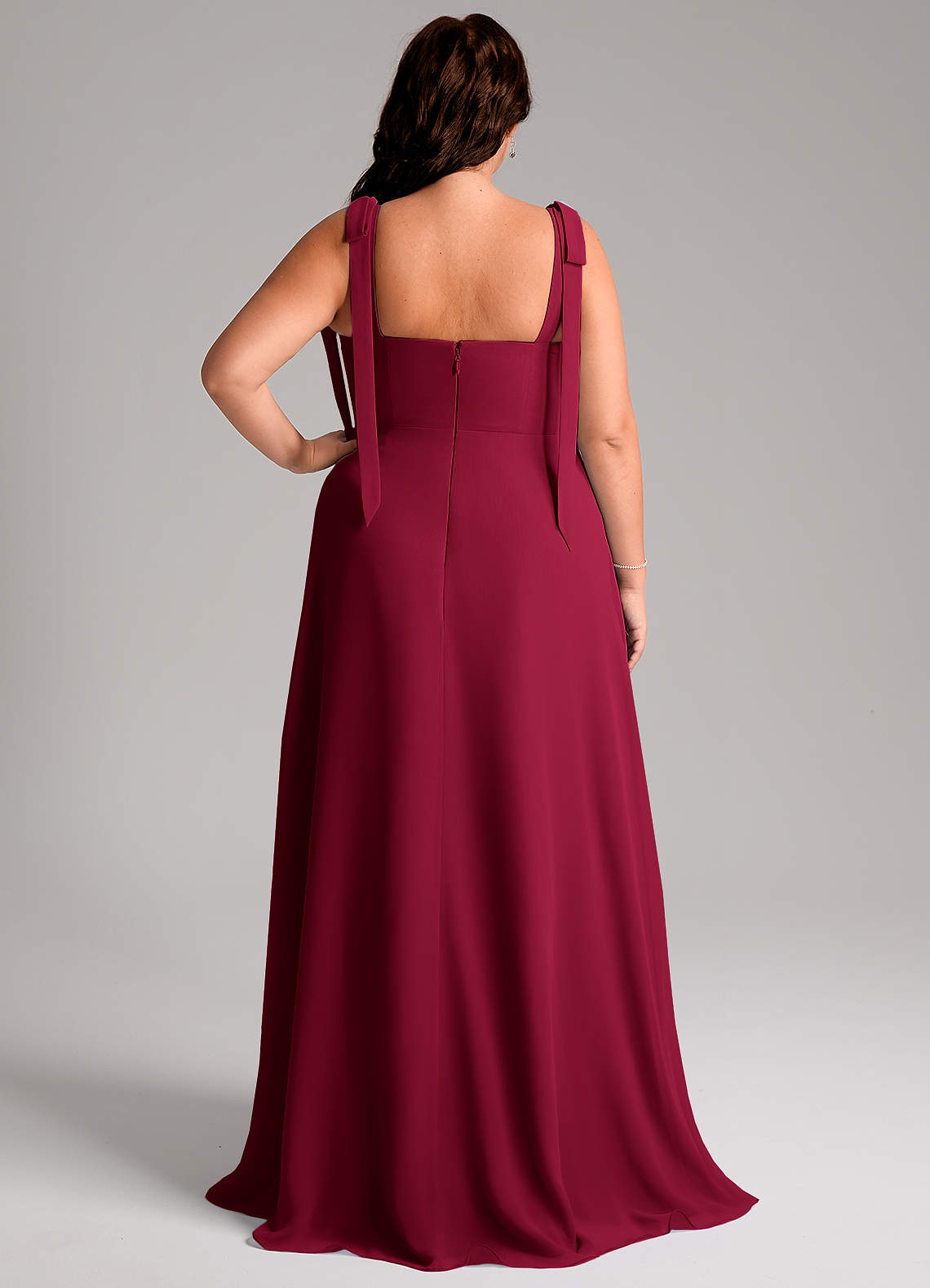 Azazie Debra Bridesmaid Dresses Burgundy A-Line with Pockets Chiffon Convertible Dress image8