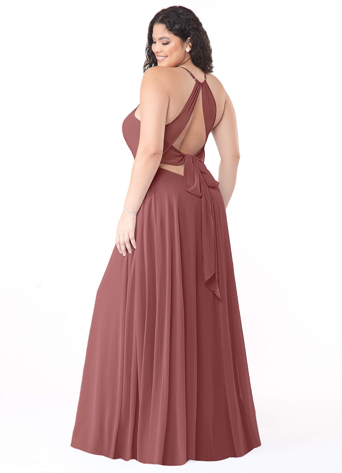 Azazie Evalleen Bridesmaid Dresses A-Line Pleated Chiffon Floor-Length Dress image1