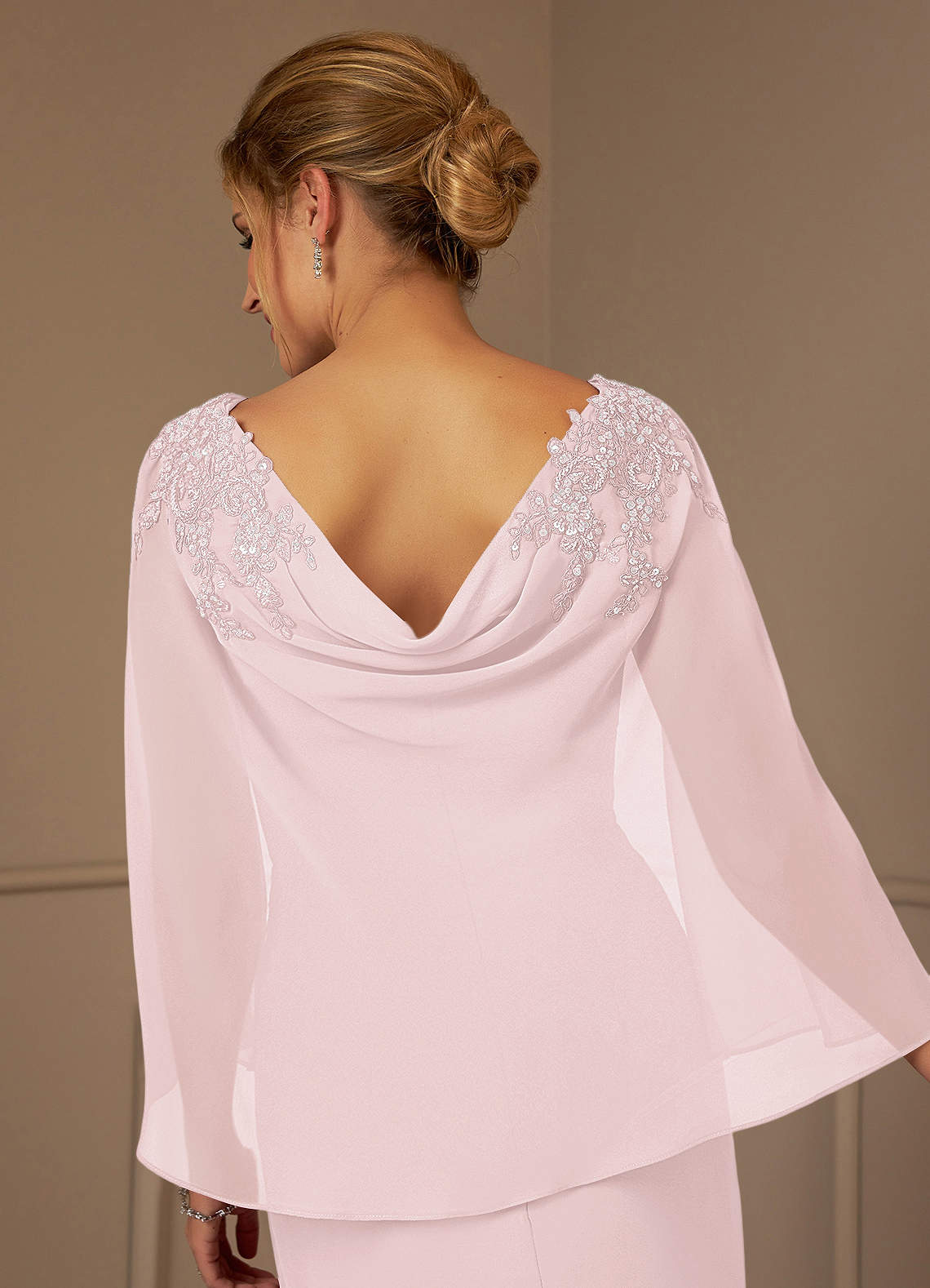 Azazie Carmela Mother of the Bride Dresses Blushing Pink Sheath Lace Chiffon Dress image6