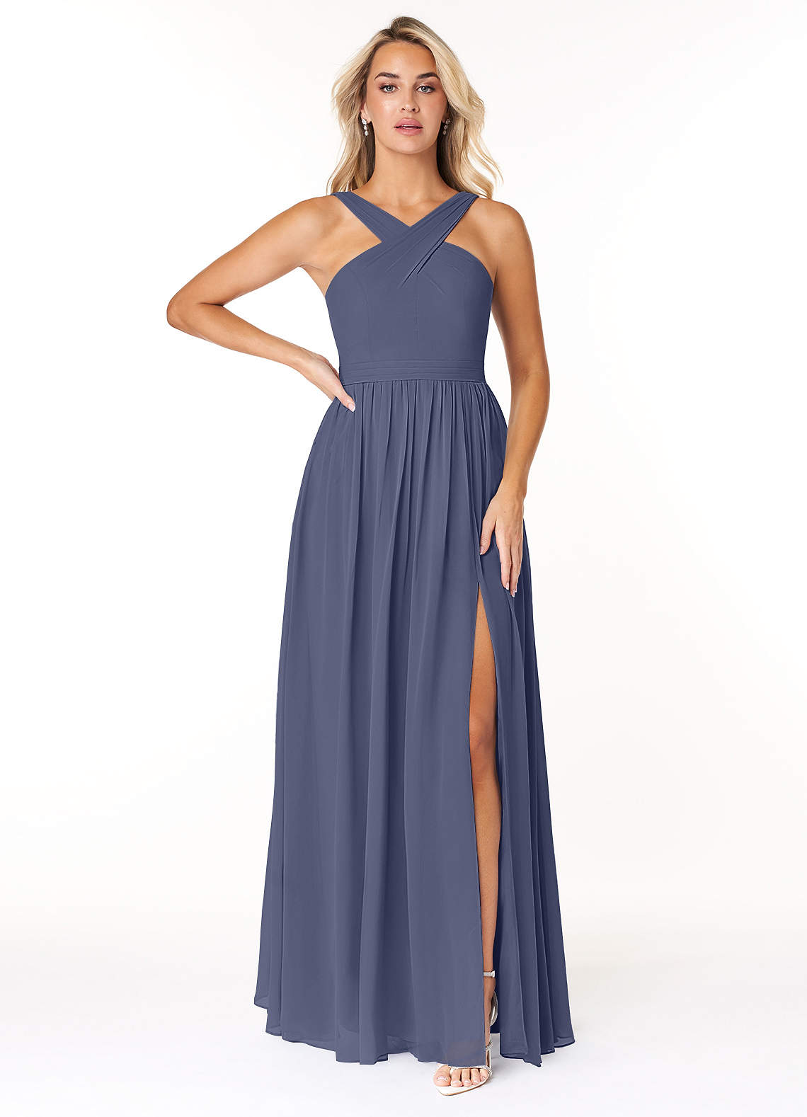 Azazie Elvira Bridesmaid Dresses Stormy A-Line Pleated Chiffon Dress image1