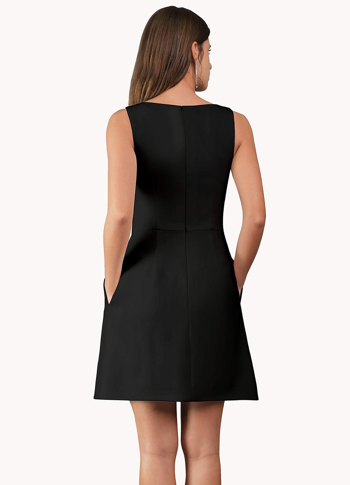 Mignon Black Boat Neck Mini Dress | Azazie
