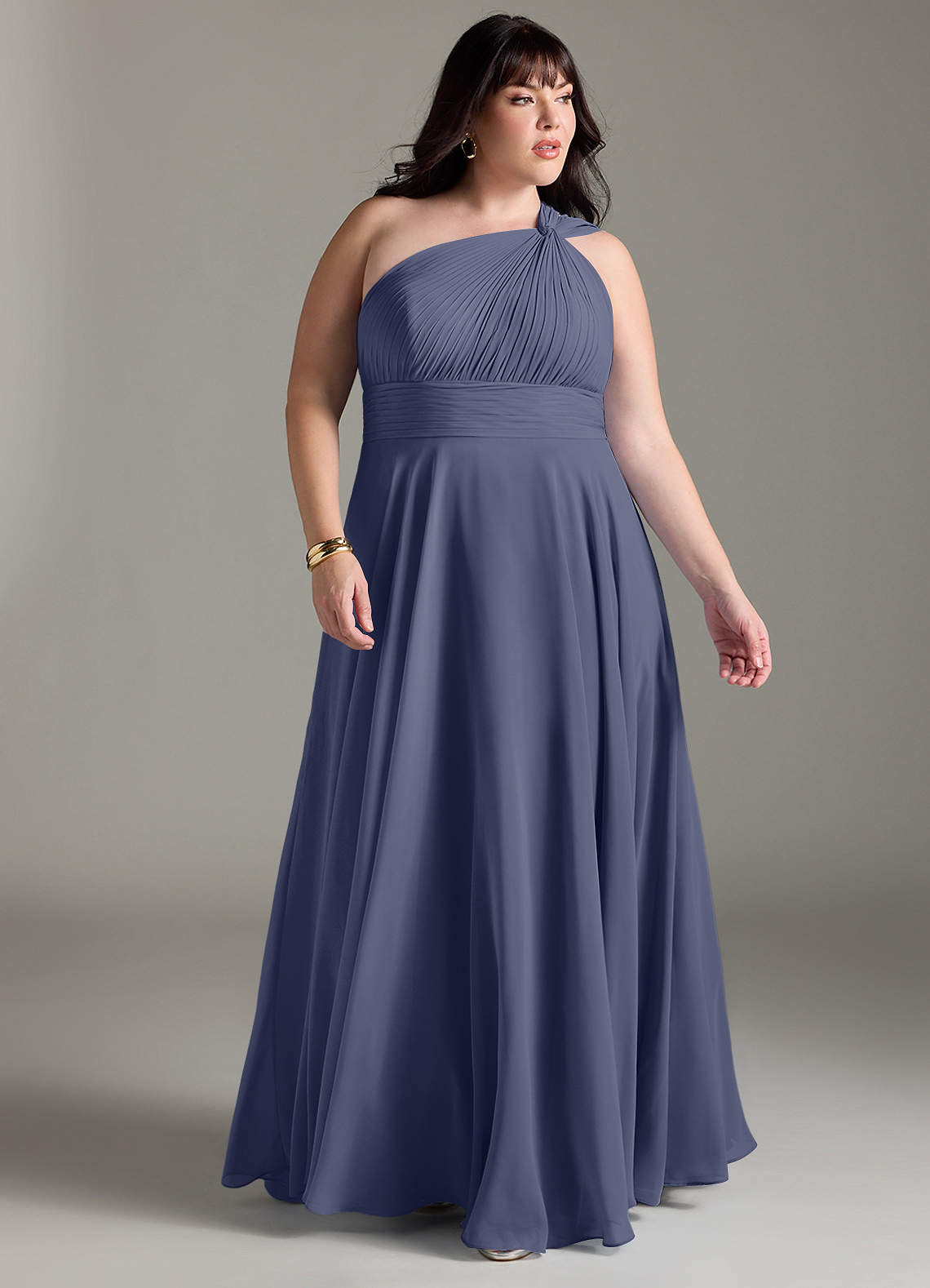 Azazie Charlize Bridesmaid Dresses Stormy A-Line One Shoulder Chiffon Dress image8